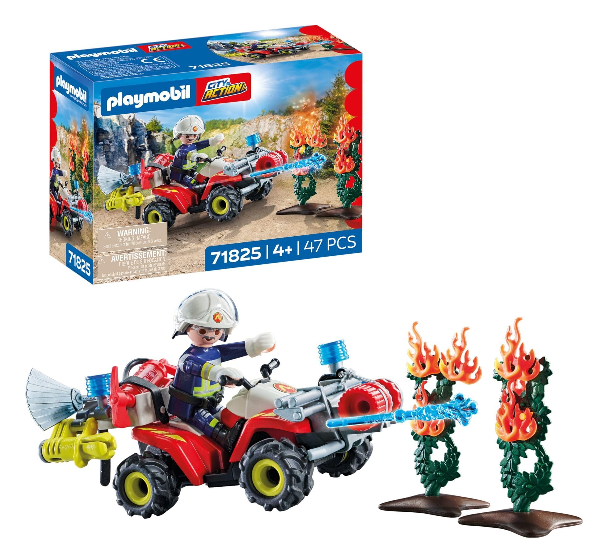 PLAYMOBIL Action Heroes Quad de Bomberos apaga Incendio de setos Coche de Bomberos Juguet