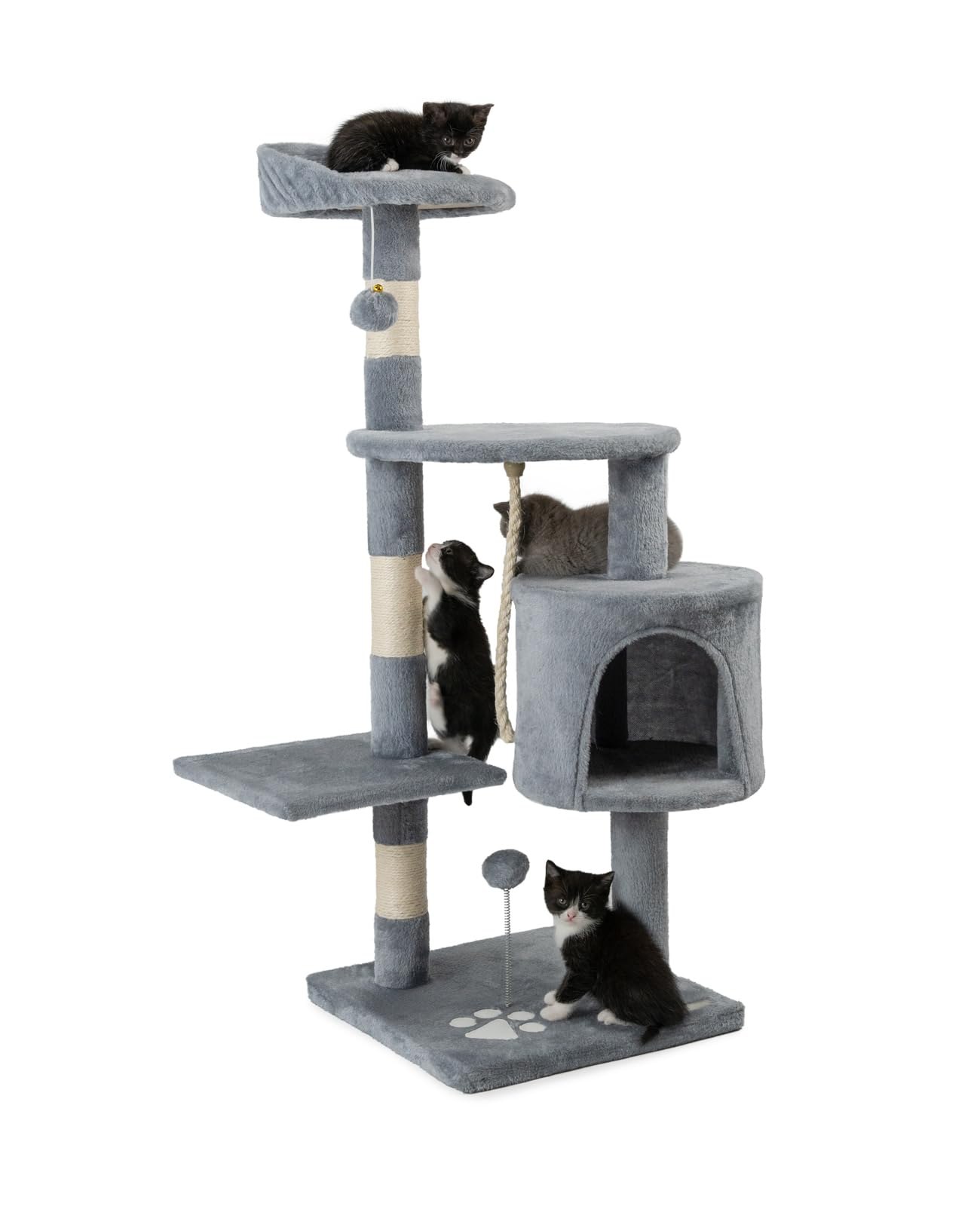 lionto Árbol rascador para Gatos Altura 112 cm, Gris Claro