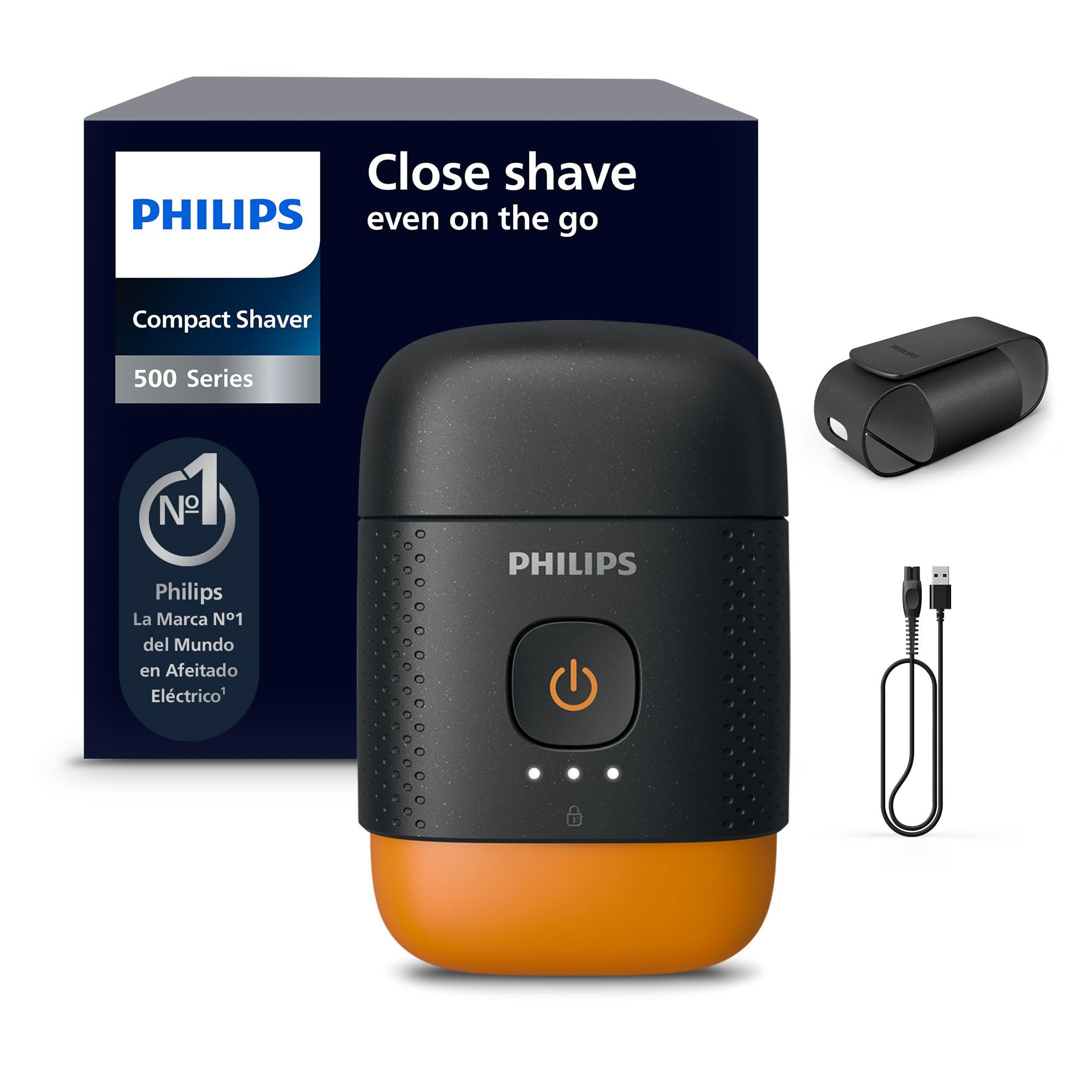 Philips Serie 500 Afeitadora eléctrica compacta, sistema Levanta y Corta, cuchillas SteelPrecisi