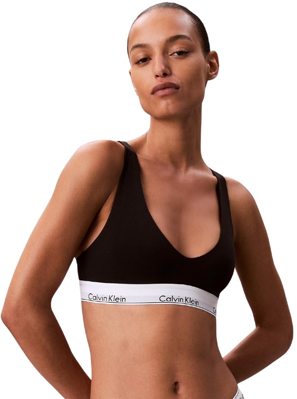 Calvin Klein Bralette Mujer Unlined Triangle Tirantes Ajustables, Negro (Black), L