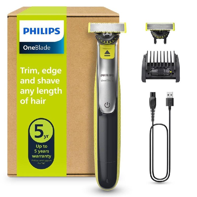 Philips OneBlade 360 - Maquinilla de Afeitar Híbrida, Barbero Eléctrico y Afeitadora, 2 Cuchill
