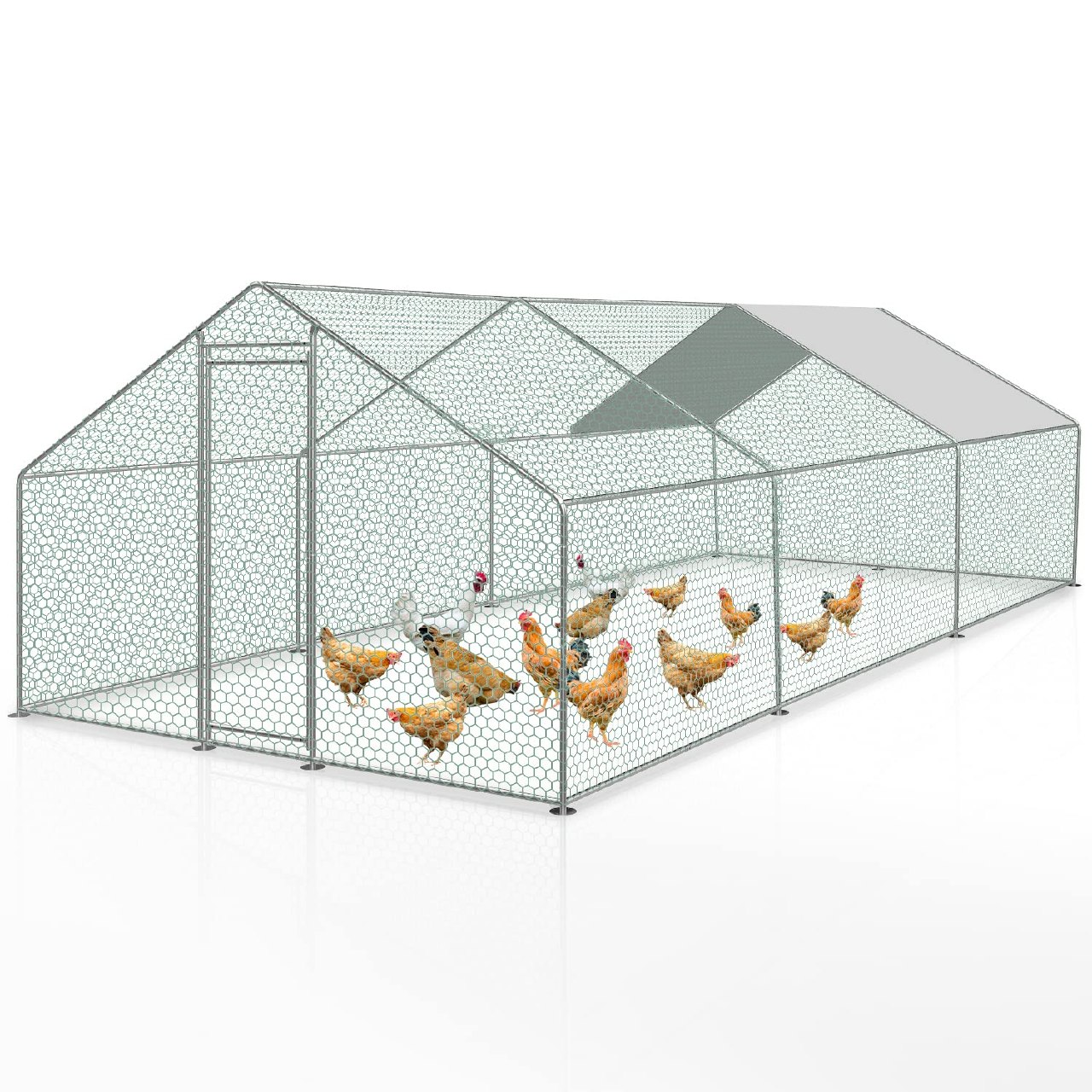 Joparri gallinero con Cerradura, 3x6x2m Acero galvanizado para Aves de Corral al Aire Libre, Jaul