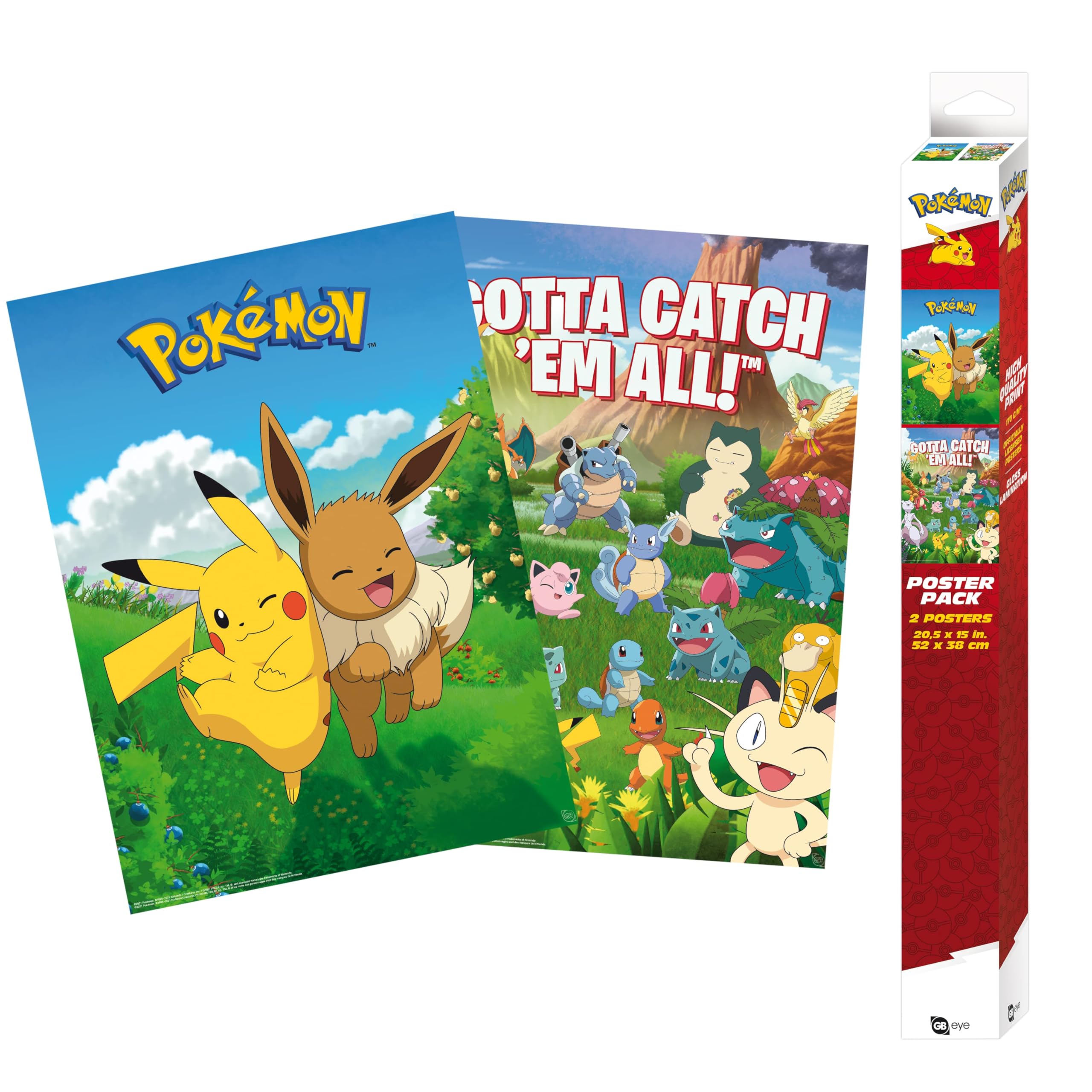 GBEye Pokemon - Set de 2 pósteres Decorativos (52 x 38 cm)