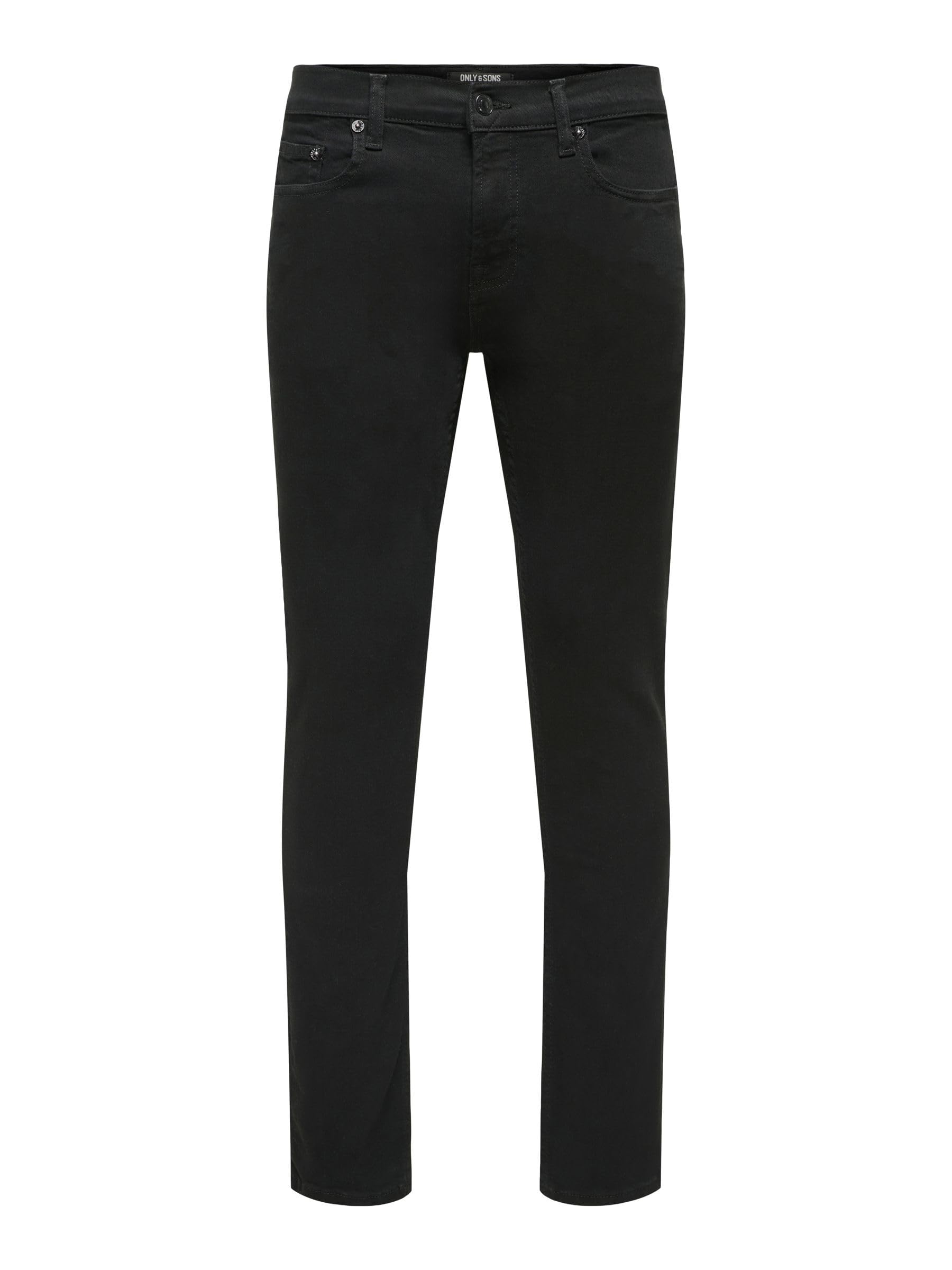 Only and Sons Loom Hombre Tejanos Negro W31L32 99% algodón, 1% elastán Estrechos