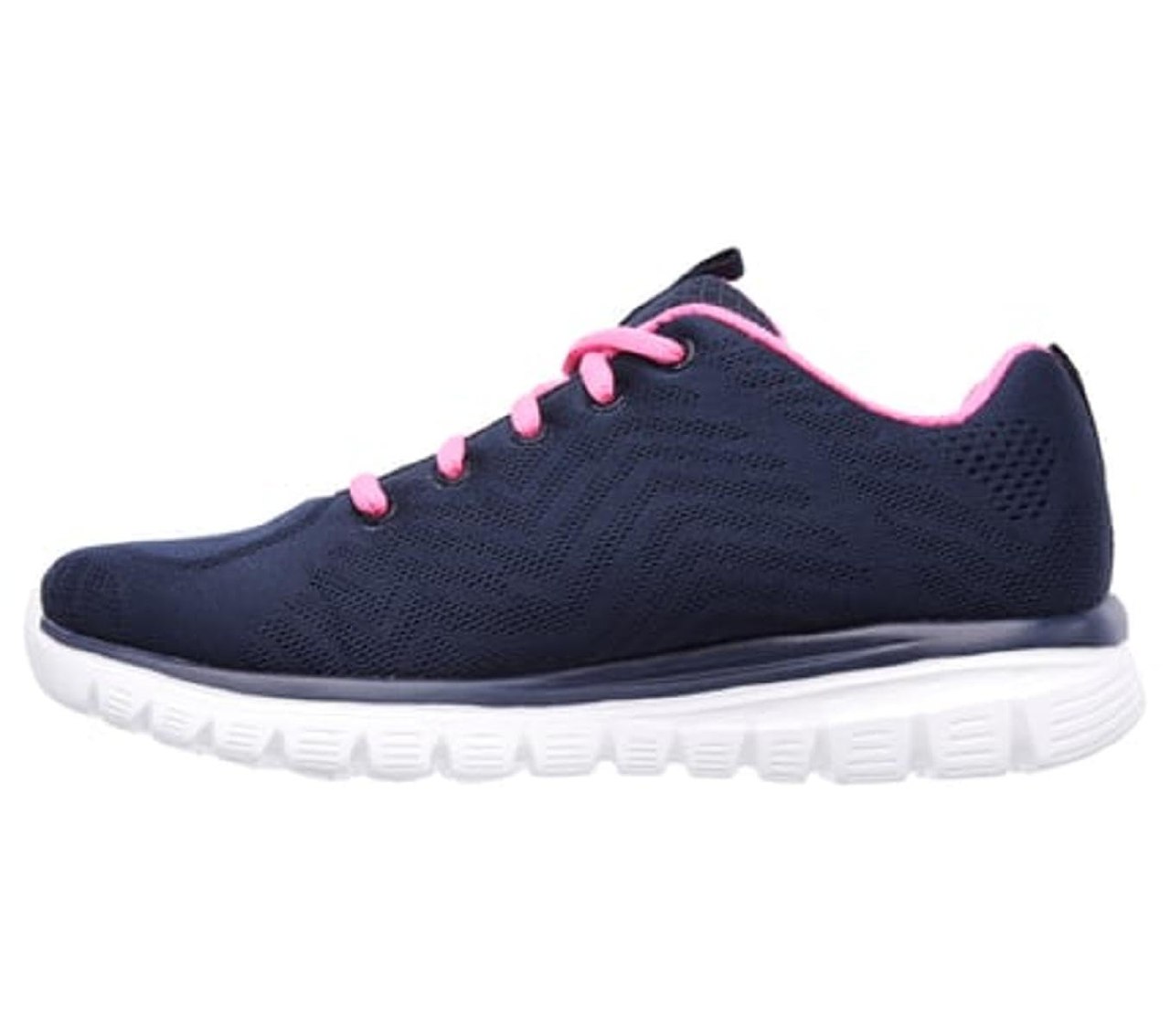 Skechers Graceful Get Connected Regular, Zapatillas Mujer, Navy Mesh Pink Trim, 37 EU