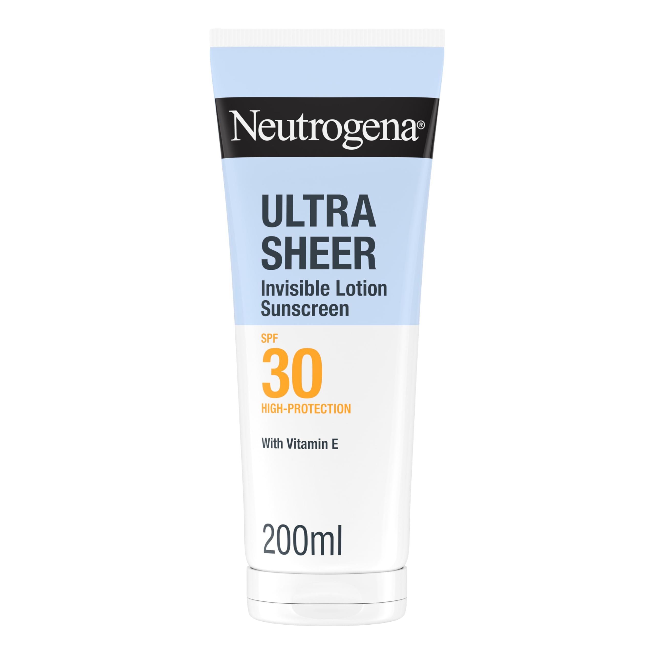 Neutrogena Ultra Sheer Solar Loción Invisible Hidratante SPF30 (200ml), crema hidratante con pro