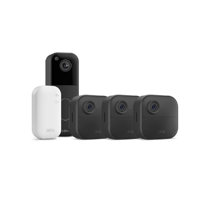 Blink Outdoor 4 Cámaras con Videotimbre Blink (Negro), Sync Module Core incluido