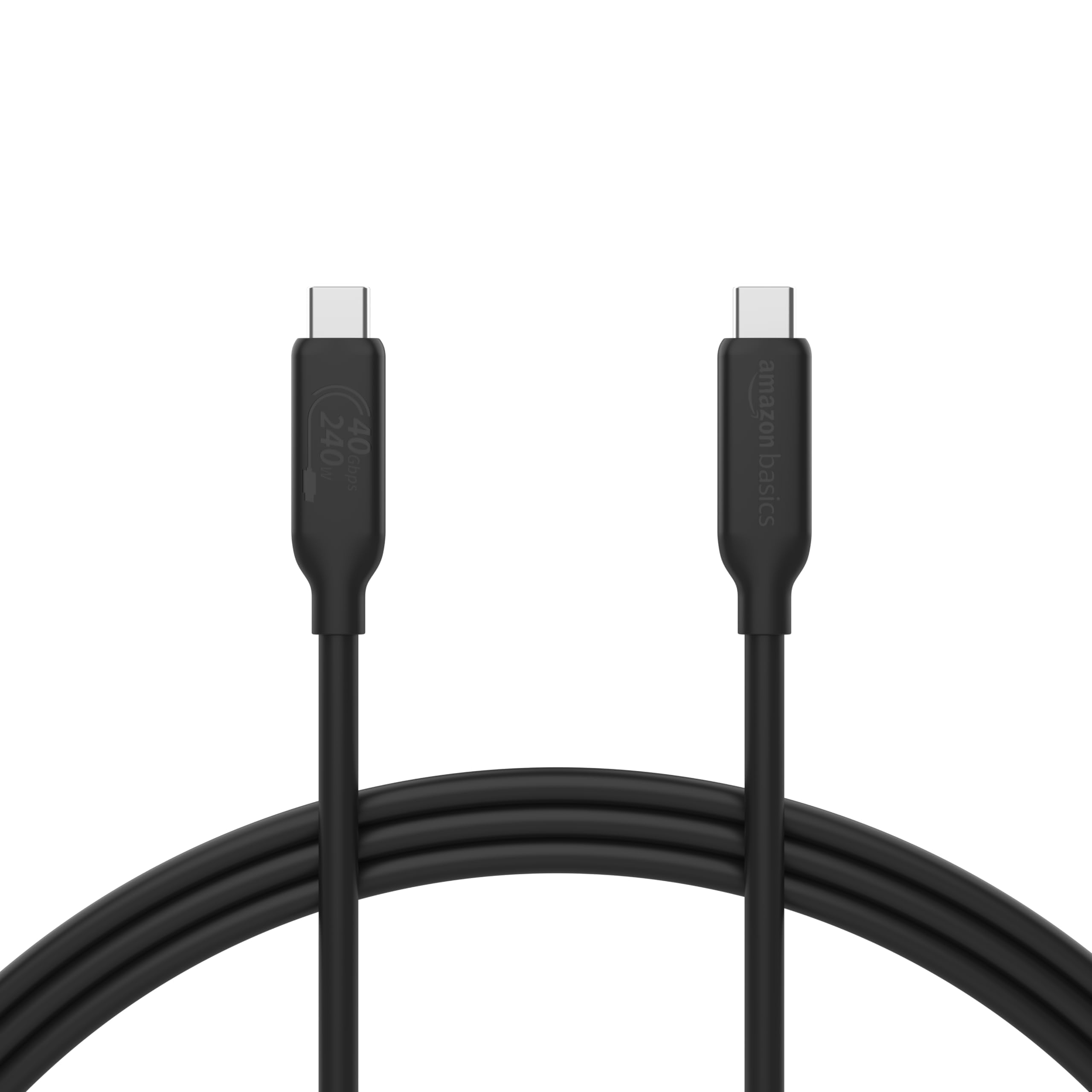 Amazon Basics Cable de carga rápida, USB-C a USB-C 4, 40 Gbps, vídeo 8K, 240 W, certificación