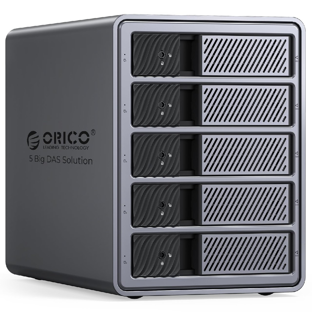 ORICO Caja de Aluminio Raid para 5 Discos Duros de 3,5 Pulgadas hasta 5X 22TB, Fuente de Alimenta