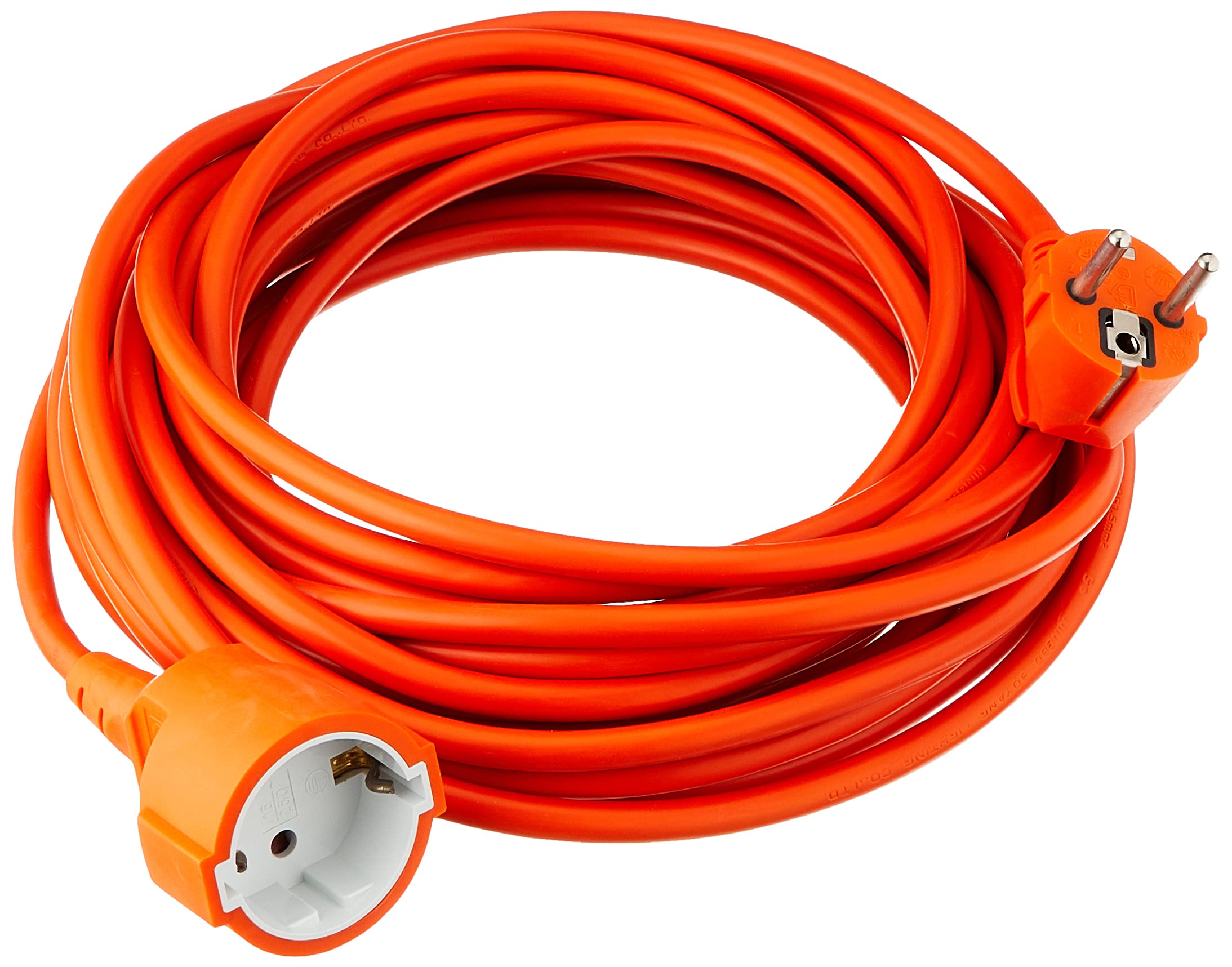 Garza - Cable alargador de corriente para jardín de 10 metros, naranja, con toma de tierra hasta