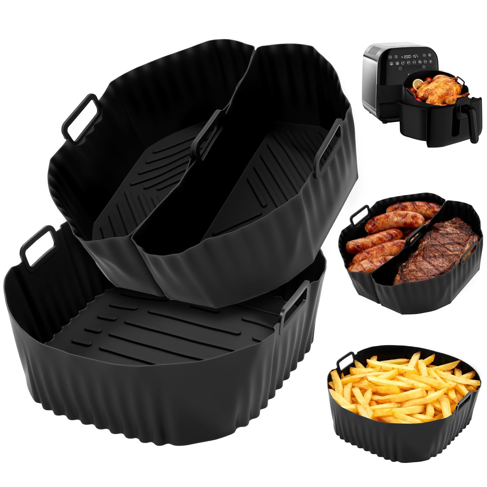 Zorplex Accesorios Freidora de Aire Molde de Silicona 19-23cm, Inserto Airfryer Redondo Reutiliza