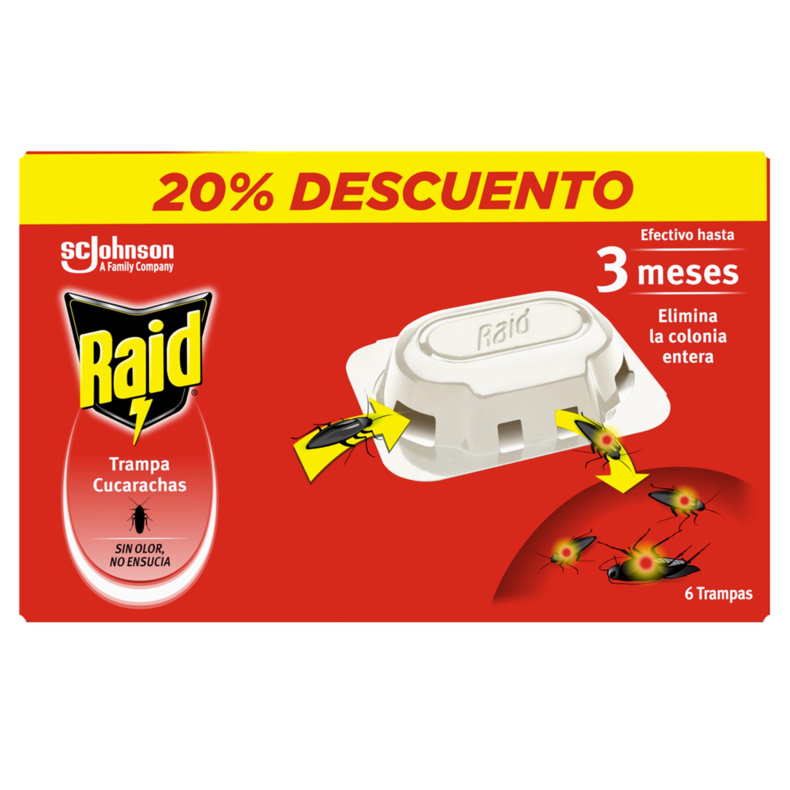 Raid Cebos Anticucarachas, Trampa para Eliminar Cucarachas y Huevos, 1Unidad