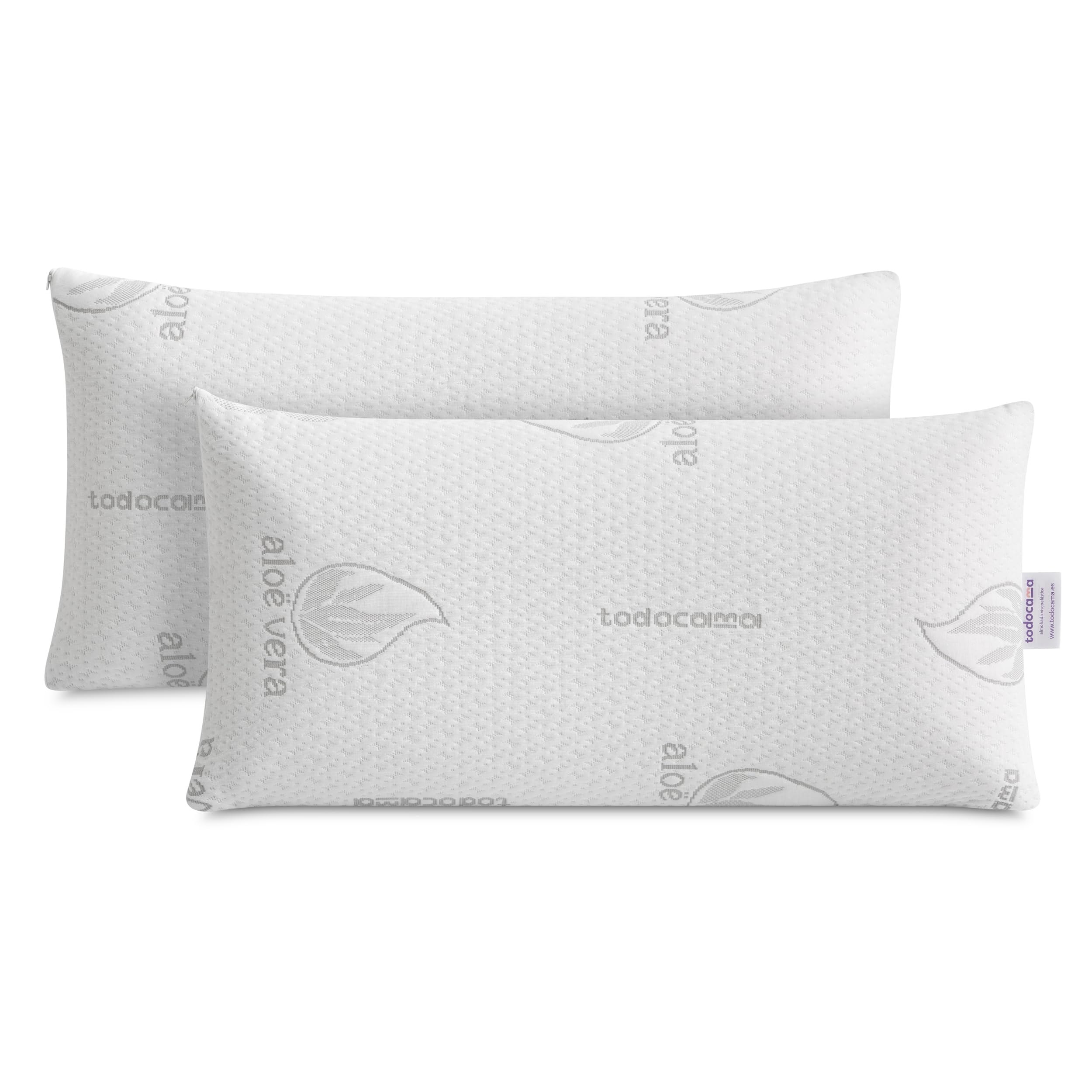 Todocama Almohada Viscoelástica Aloe Vera (Pack 2 Unidades 75 cm), Núcleo Compacto Viscoelásti