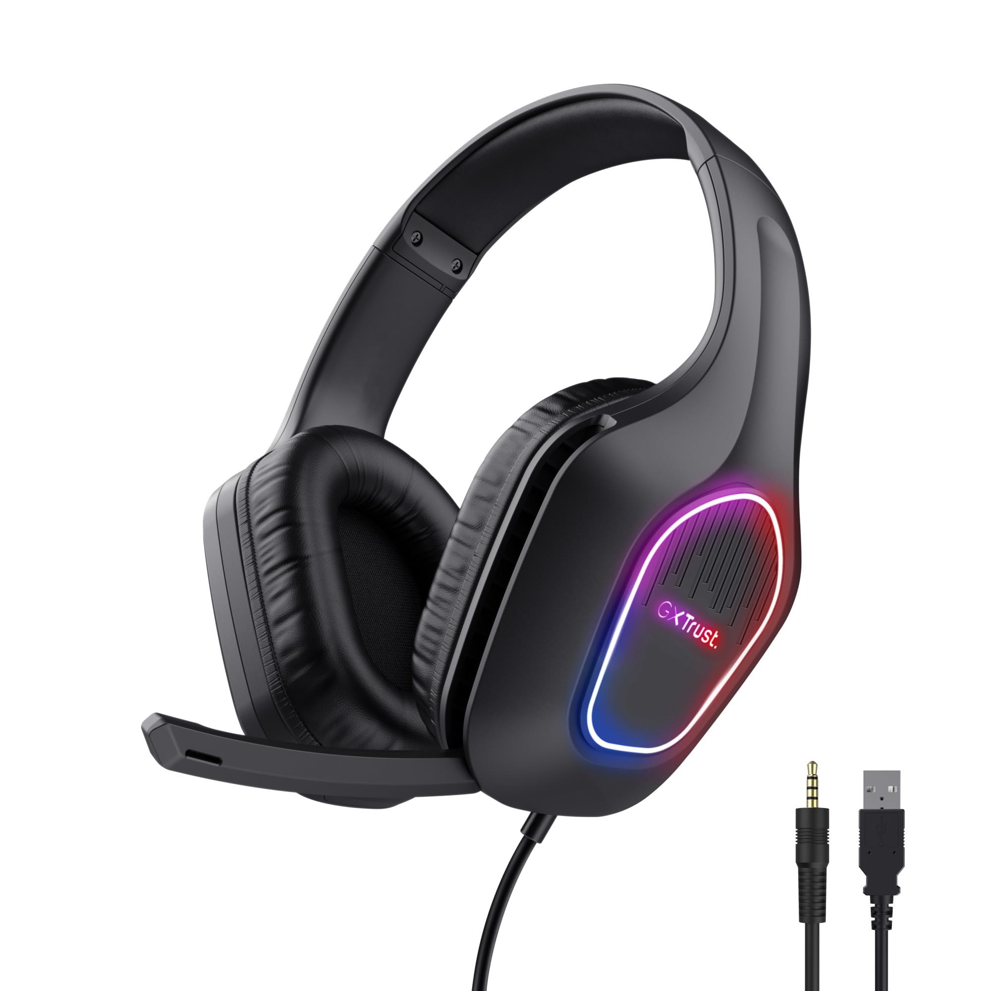 GXTrust 419 Rayne Cascos Gaming Ligeros para PC/Consola, Iluminación LED Alimentada por USB, Dri