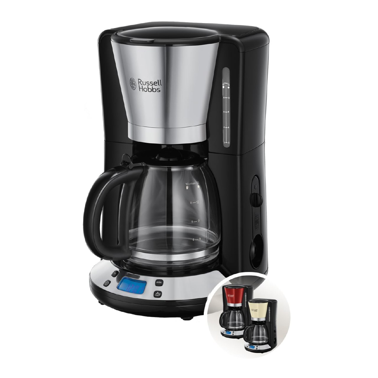 Russell Hobbs Cafetera de Goteo Victory - 15 Tazas, Jarra Cristal 1,5L, Soporte de Filtro Extraí