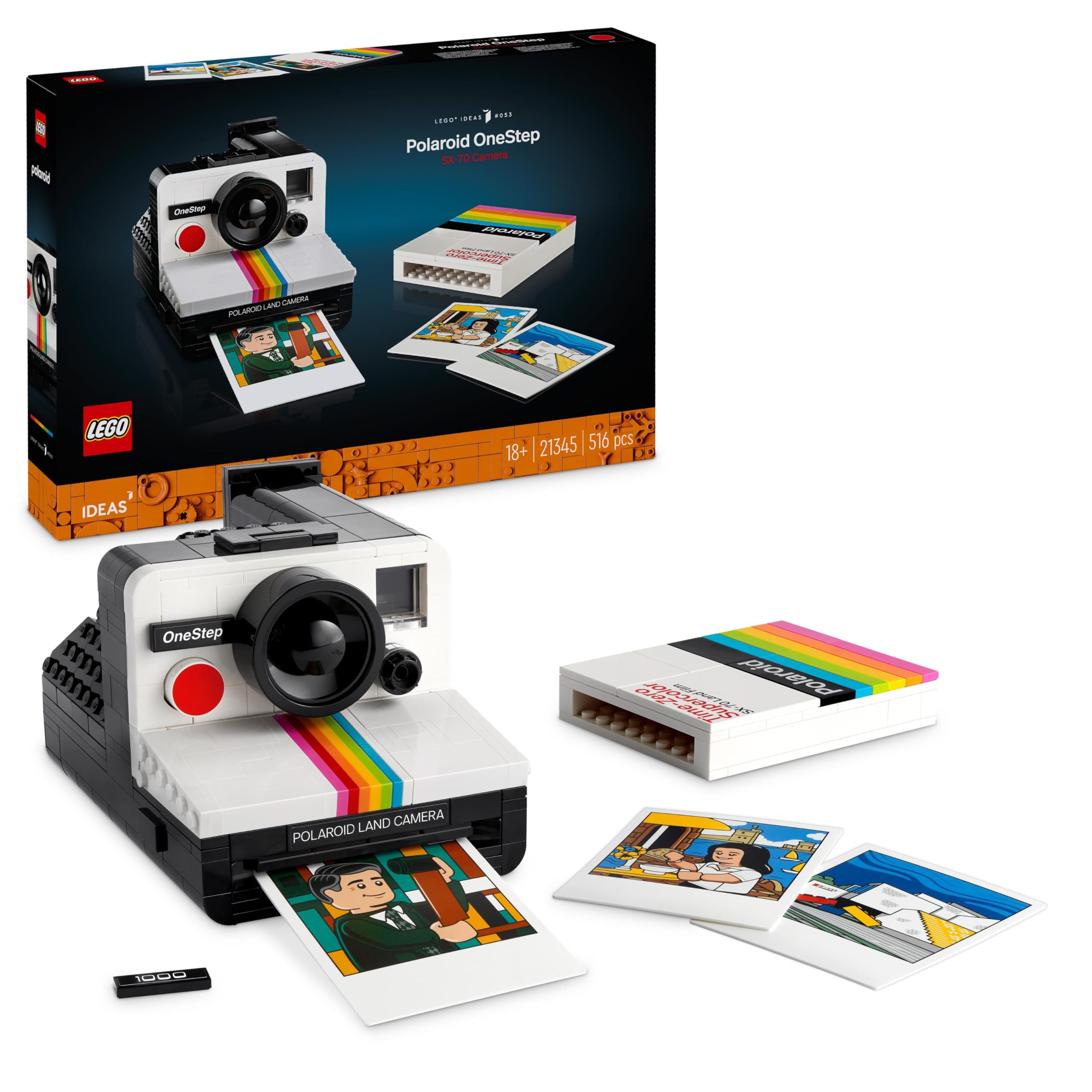 LEGO Ideas Cámara Polaroid OneStep SX-70, Regalo Vintage para Hombres, Mujeres y Fotógrafos, Ki