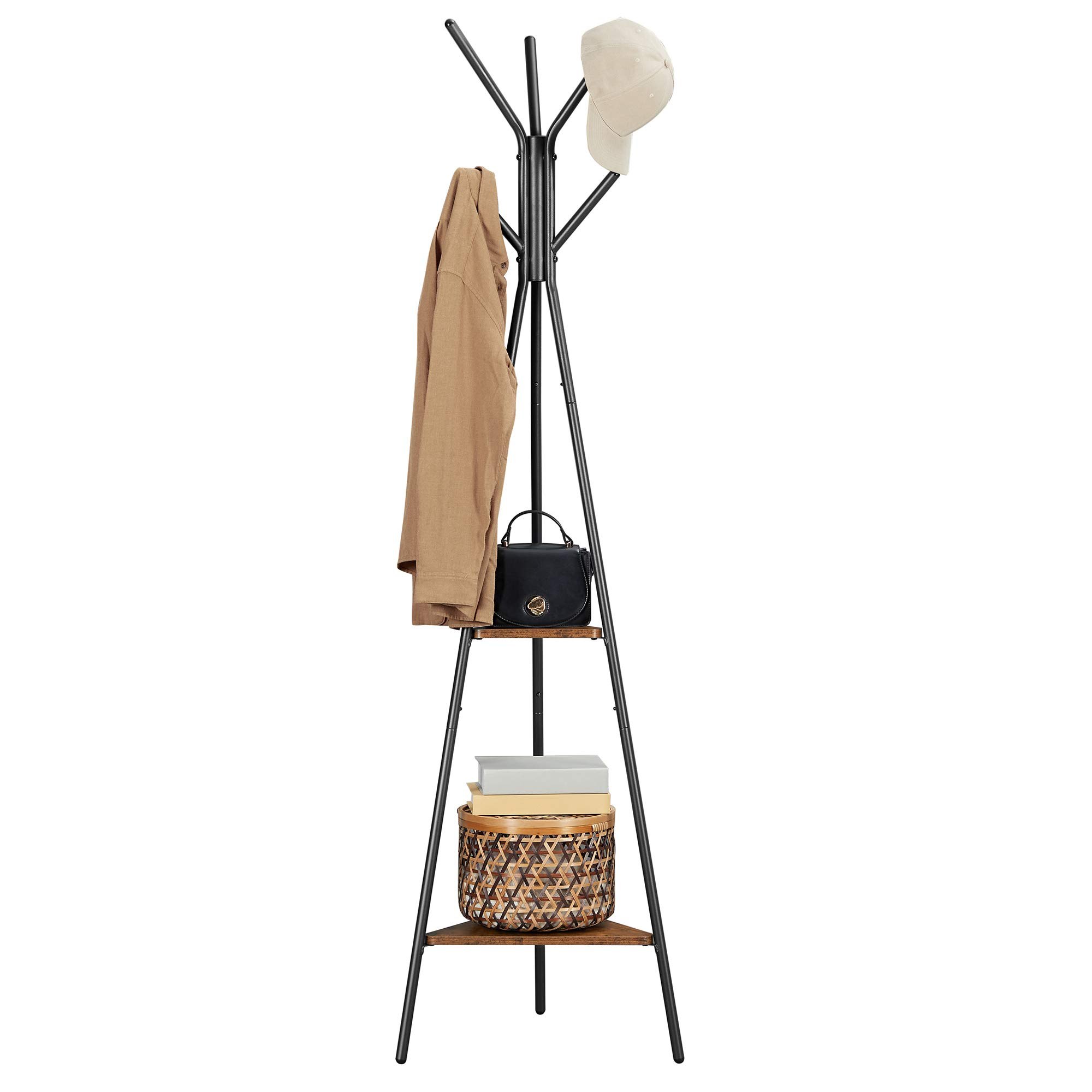 VASAGLE Perchero, Perchero para Abrigos, Perchero para Sombreros y Abrigos, Estilo Industrial, co