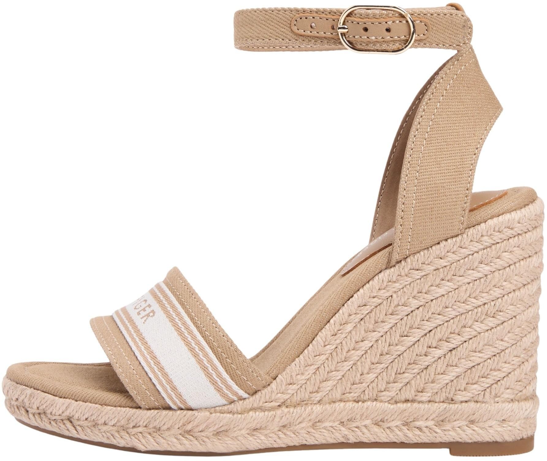 Tommy Hilfiger Alpargatas de cuña Alta para Mujer, FW0FW09342, Khaki (Safari Canvas), 6