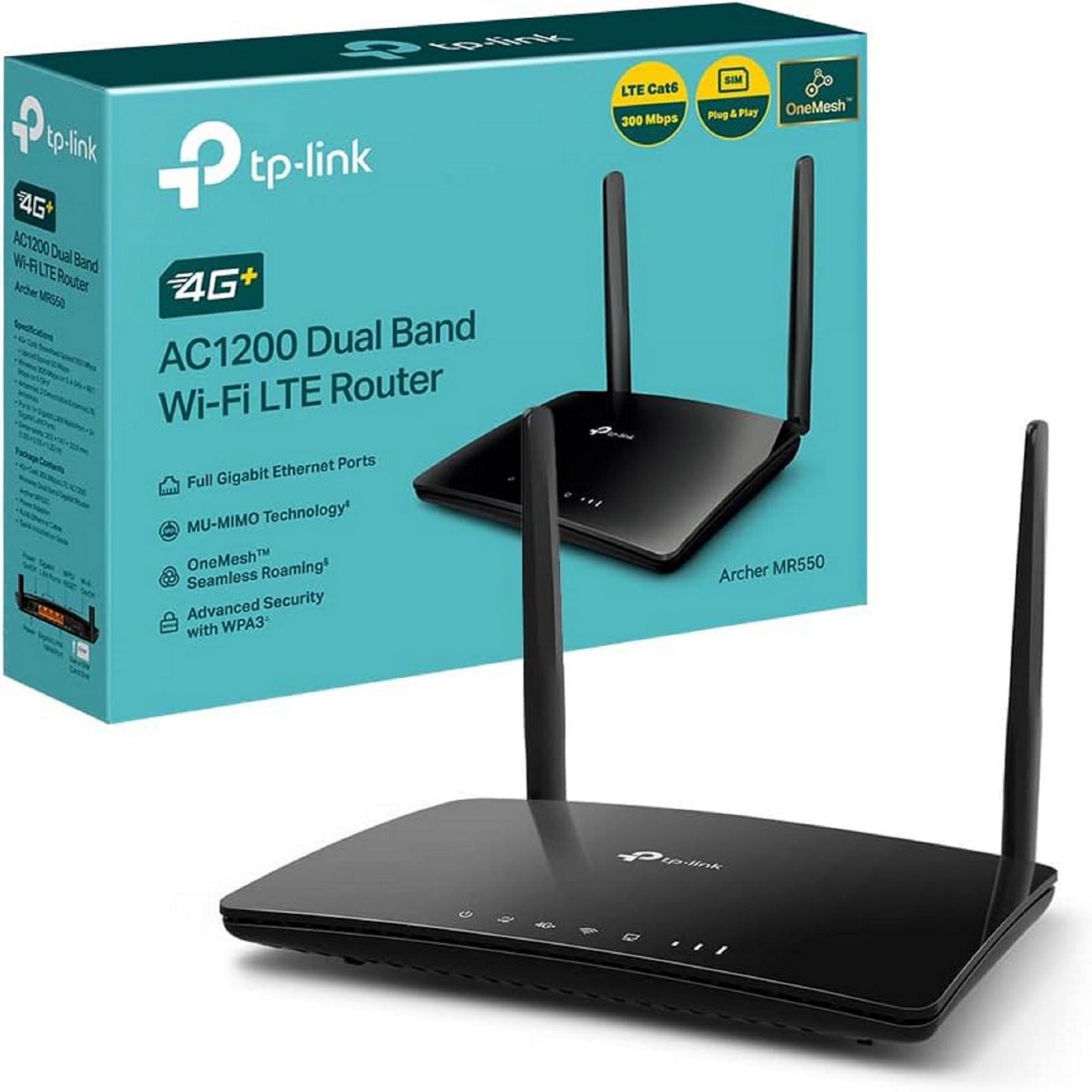 TP-Link Archer MR550 Router 4G SIM，4G+ Cat6 300 Mbps, Wi-Fi AC1200 de Doble Banda, con SIM, mi