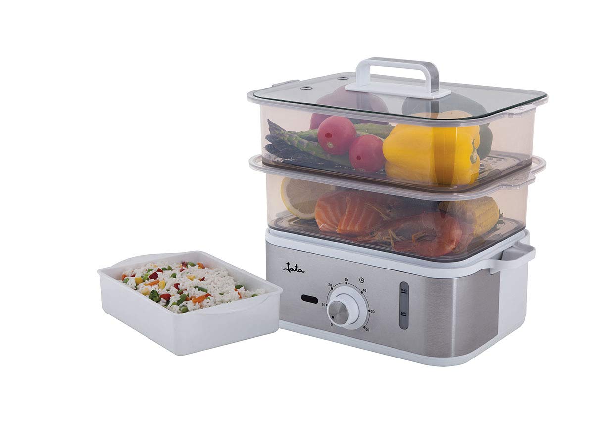 Jata CV623 Vaporera Cocina Sana con 2 Cestas, Capacidad de 6,8 L, Depósito agua 1,2 L, Incluye R
