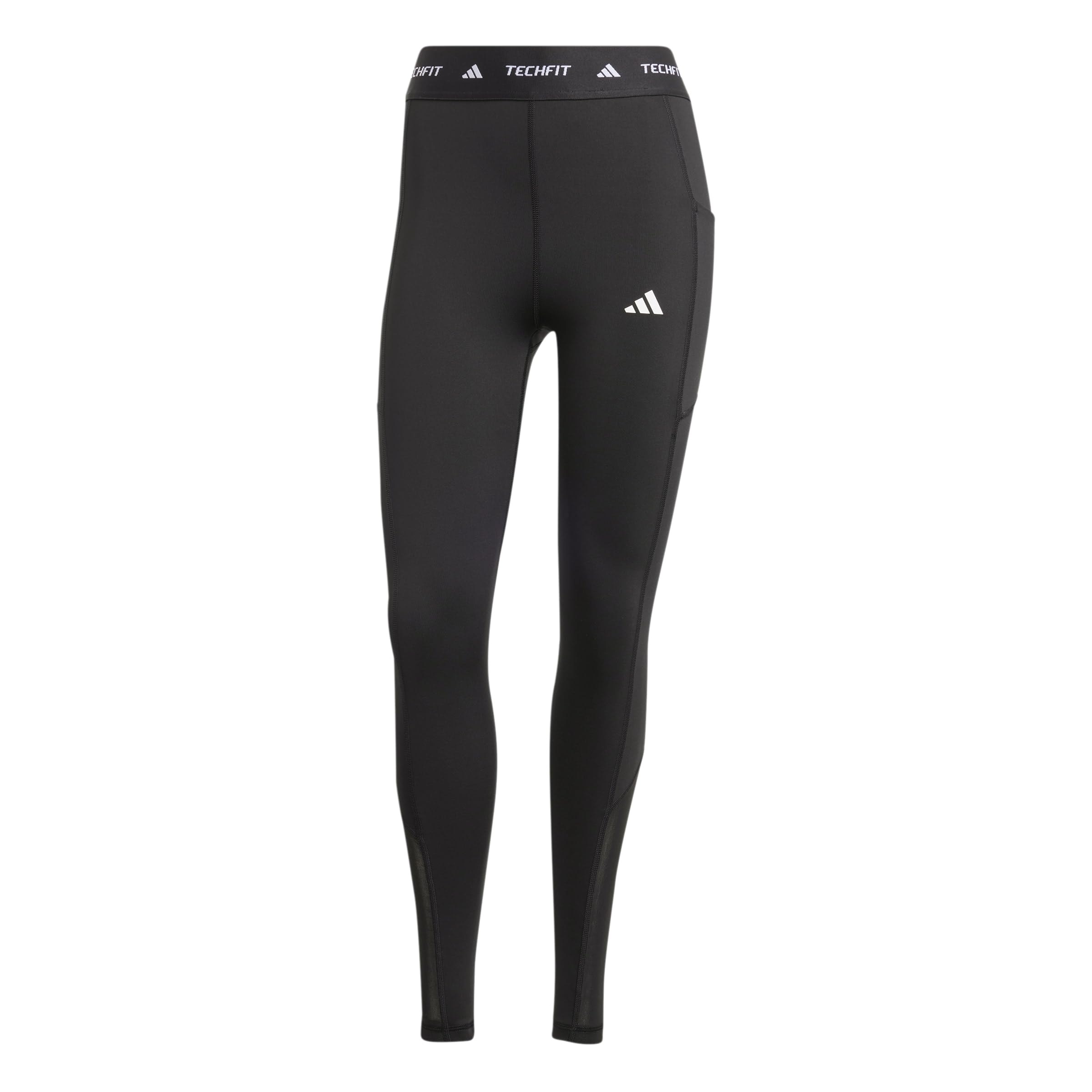 adidas Mujer Techfit Stash Pocket Full Length Leggings Tights, Black, M