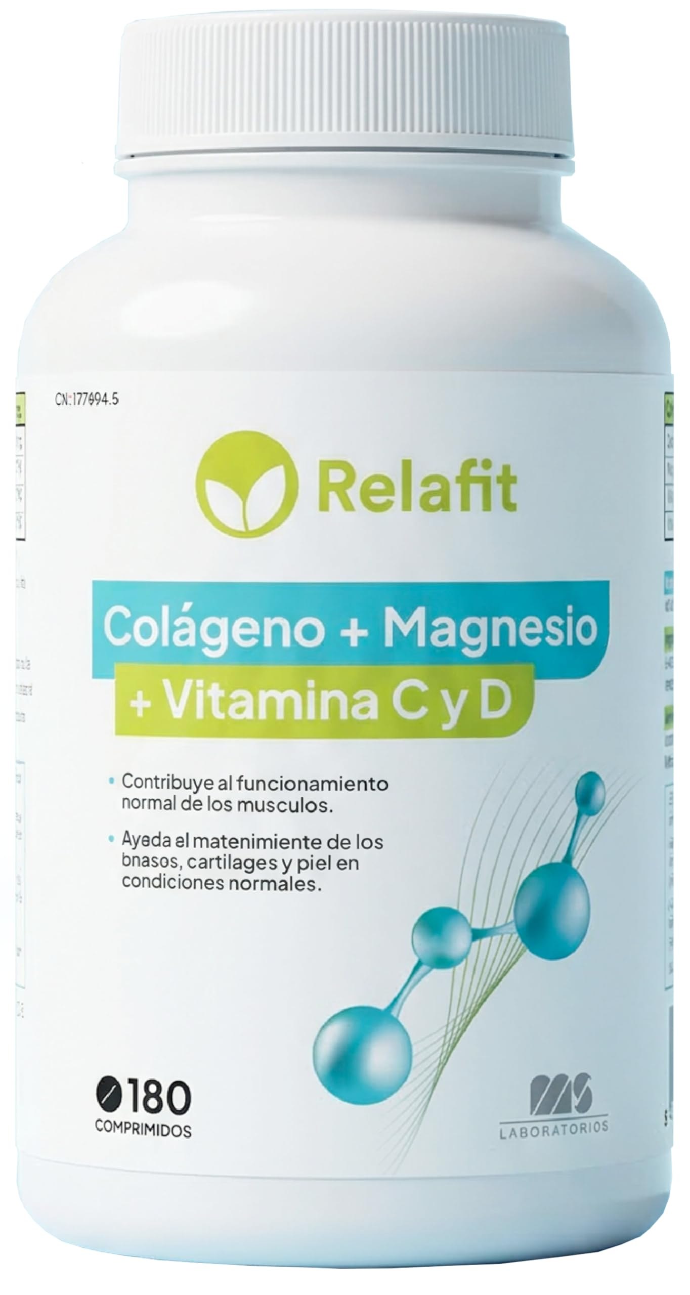 Colágeno hidrolizado con Magnesio y Vitaminas C y D – 180 Comprimidos Articulaciones y Músc