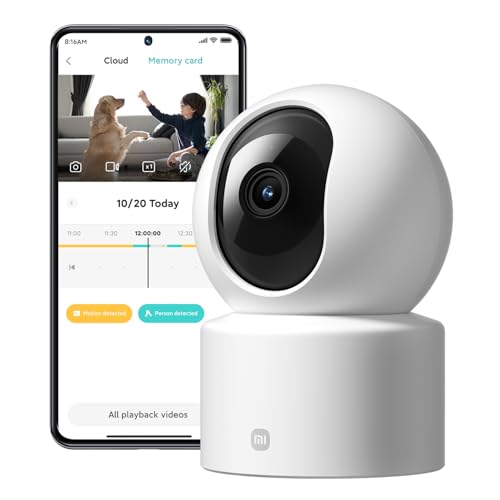 Xiaomi C301 Camara Vigilancia WiFi Interior, 2K 3MP Cámara Vigilancia, 360° Pan