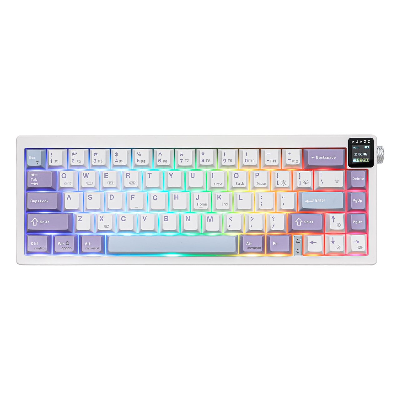 MechLands AK650 65% Gasket Teclado Mecánico, 3 Modos Teclado Inalámbrico para Juegos con Pantal