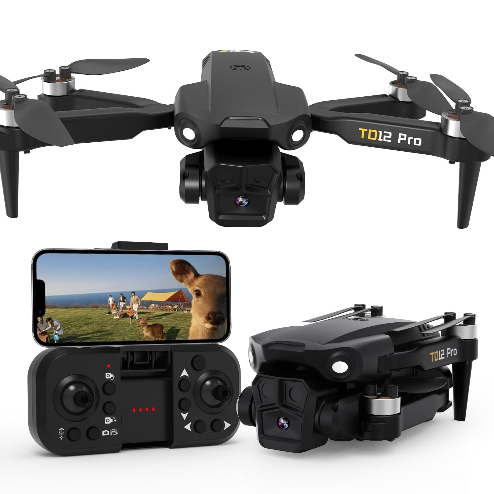 Toladrone TD12PRO Mini Dron con Cámara 1080P, Drones Plegables para Adultos, Motor sin Escobilla