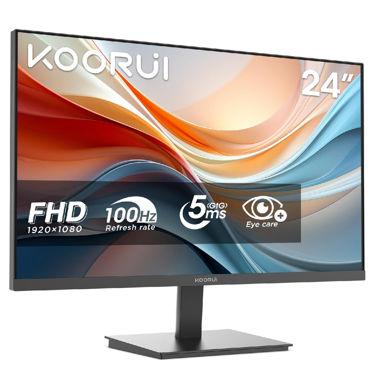 Koorui E2412F Monitor 24 Pulgadas, Full HD Va 100Hz, Pantalla Ultra Fina Y Ligera (1920X1080, 300