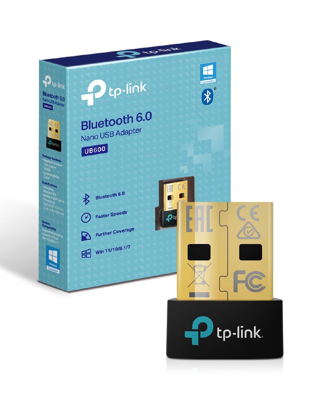 TP-Link UB600 - Adaptador Bluetooth 6.0 para PC, USB Bluetooth Stick para ratón/Teclado/Auricula