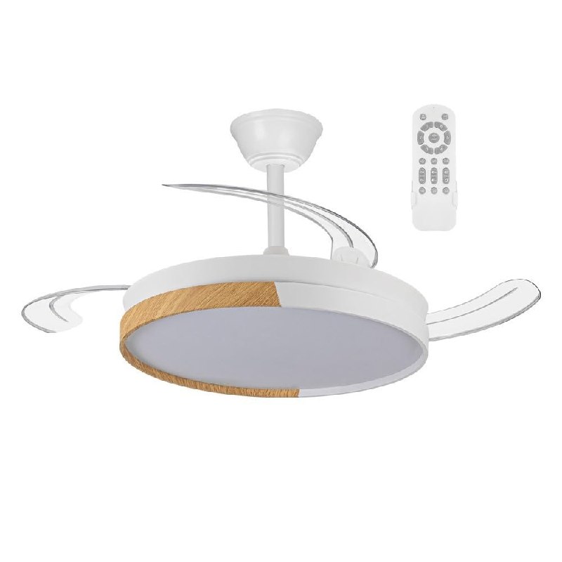 wonderlamp - Ventilador de techo con aspas retráctiles, Ventilador de techo con luz LED Arpino B