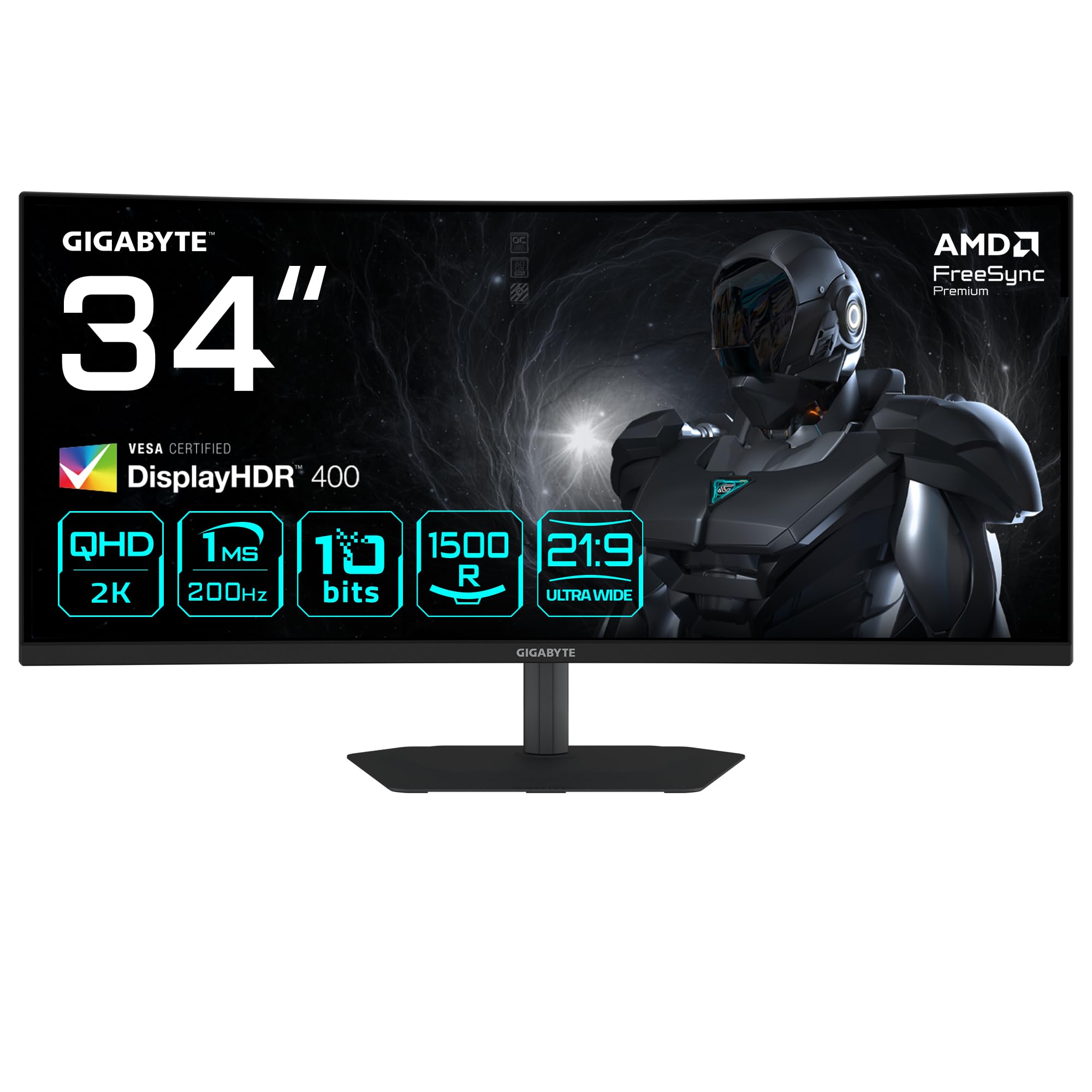 Gigabyte GS27QCA 27" Monitor Gaming Curvado QHD - 2560 x 1440, 180Hz, 1ms, 250 CD/m², FreeSync