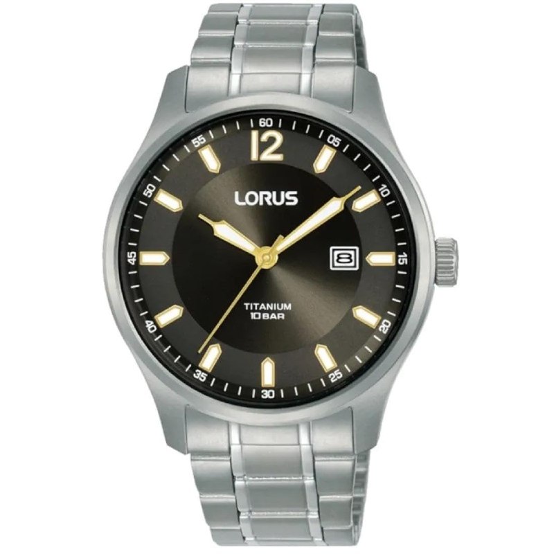 Lorus Reloj Analógico de Cuarzo para Hombre con Pulsera de Titanio, Plata/Negro