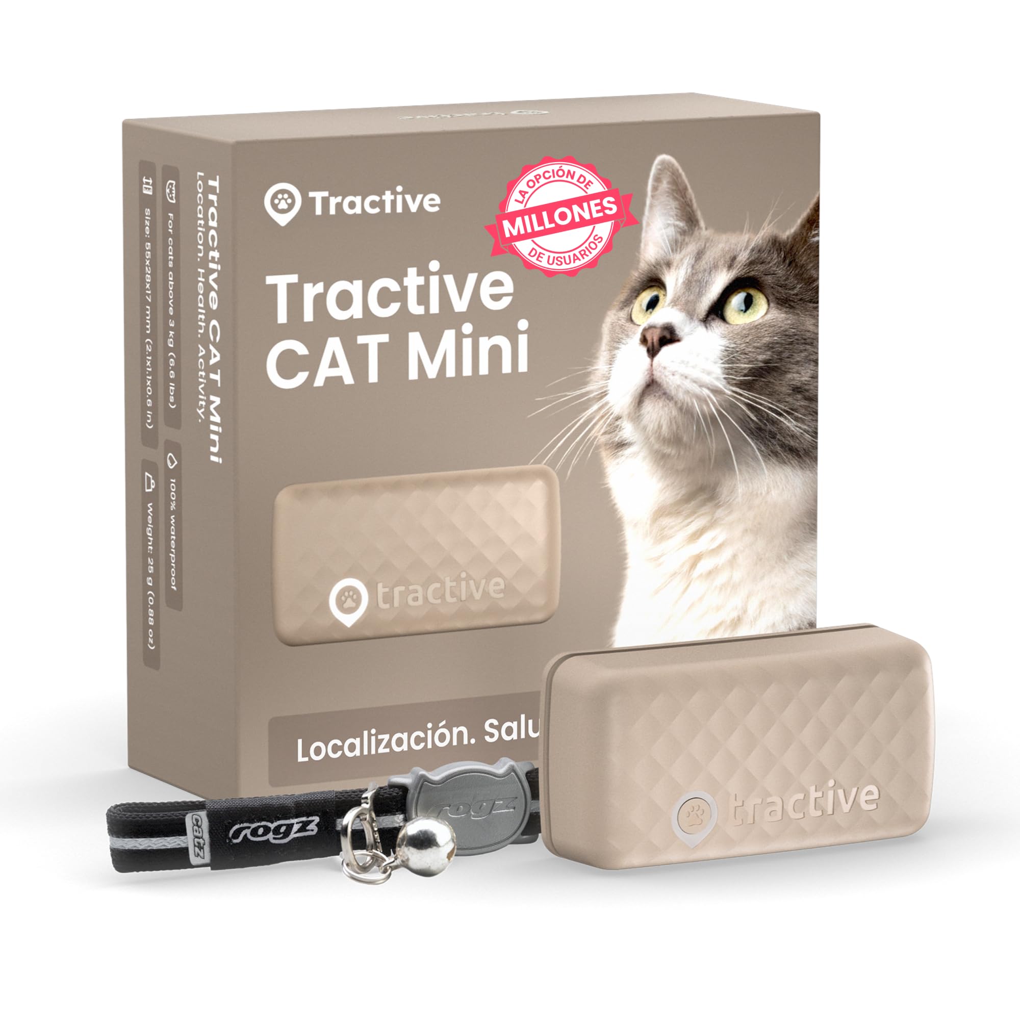 Tractive - Collar Gato GPS Mini N.º 1 del Mercado Localización en Tiempo Real Historial d