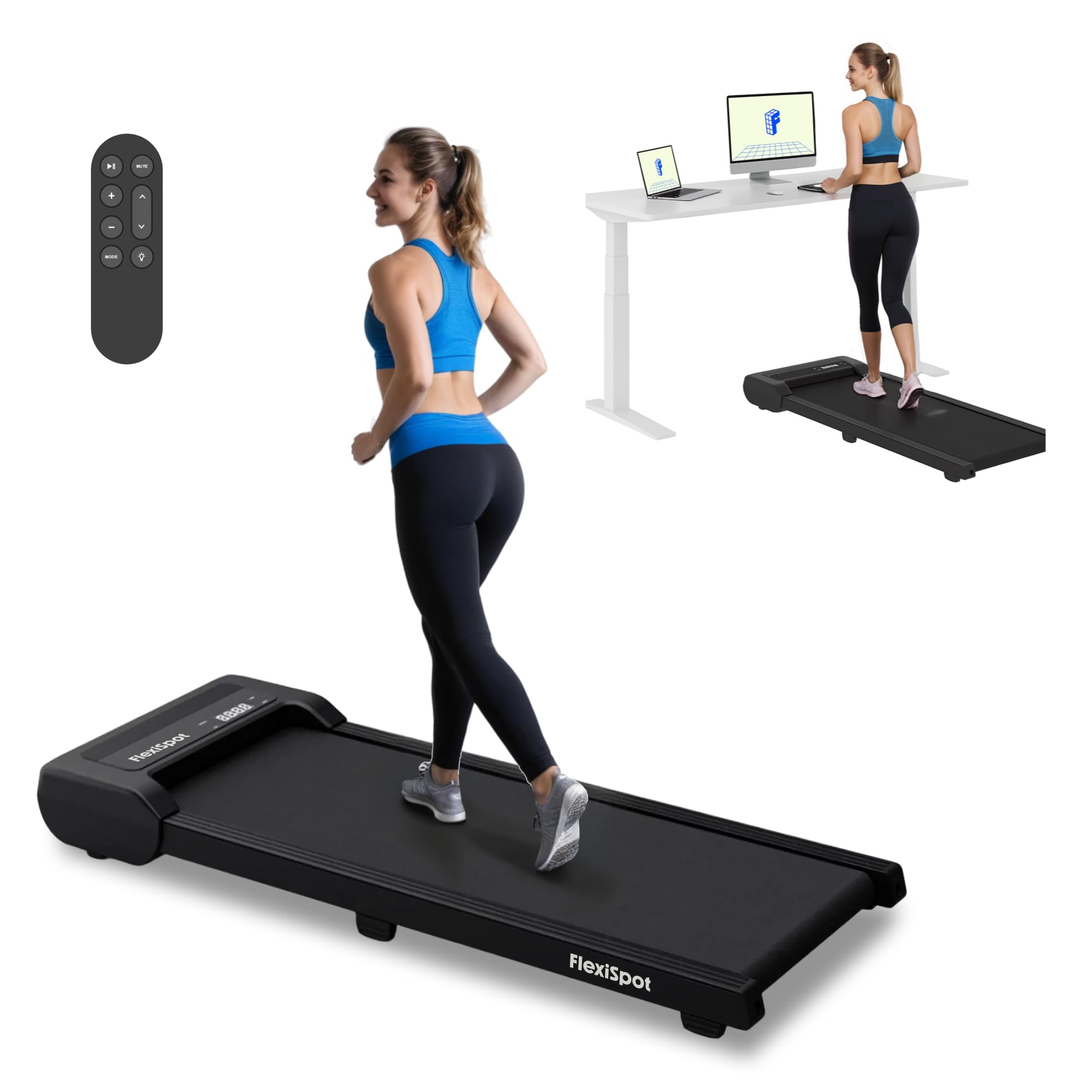 FlexiSpot Cinta de Correr, Cinta de Andar Eléctrica Cintas de Correr Silenciosas 1-6km/h, Portá