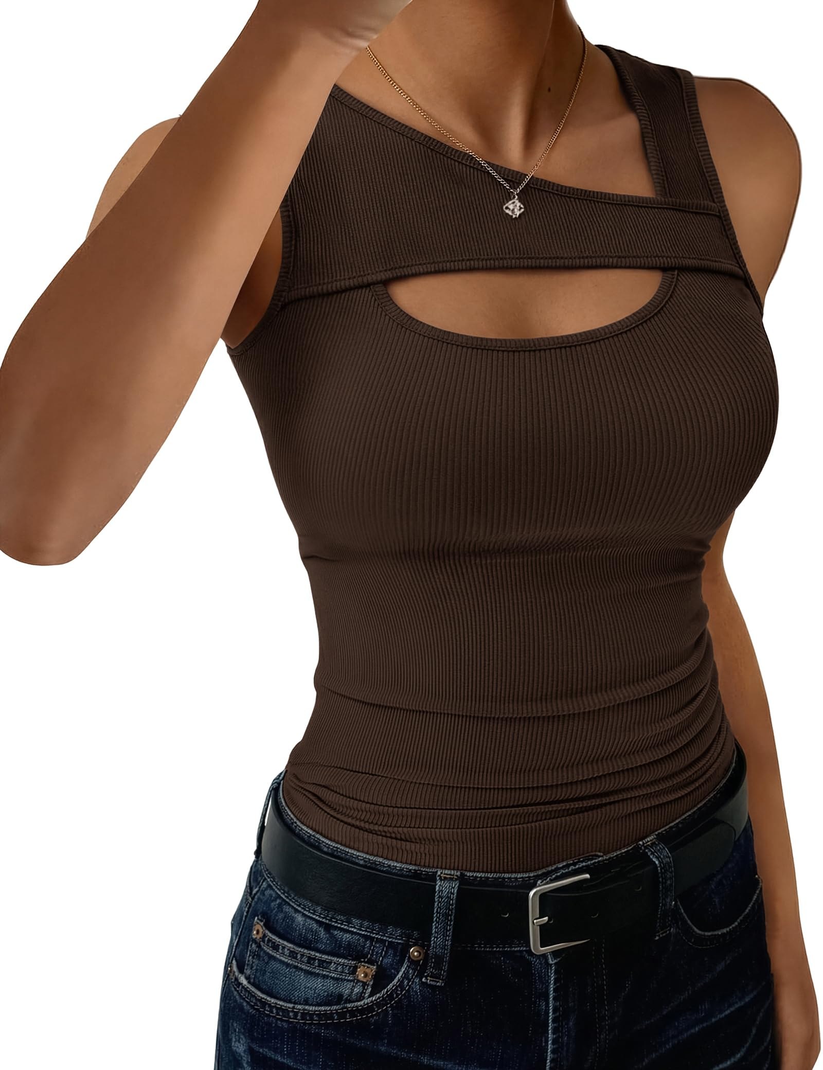 Aottori Camisetas Sin Mangas Mujer Verano Camisola Básica Mujer Chaleco Acanalado Mujer Camisola