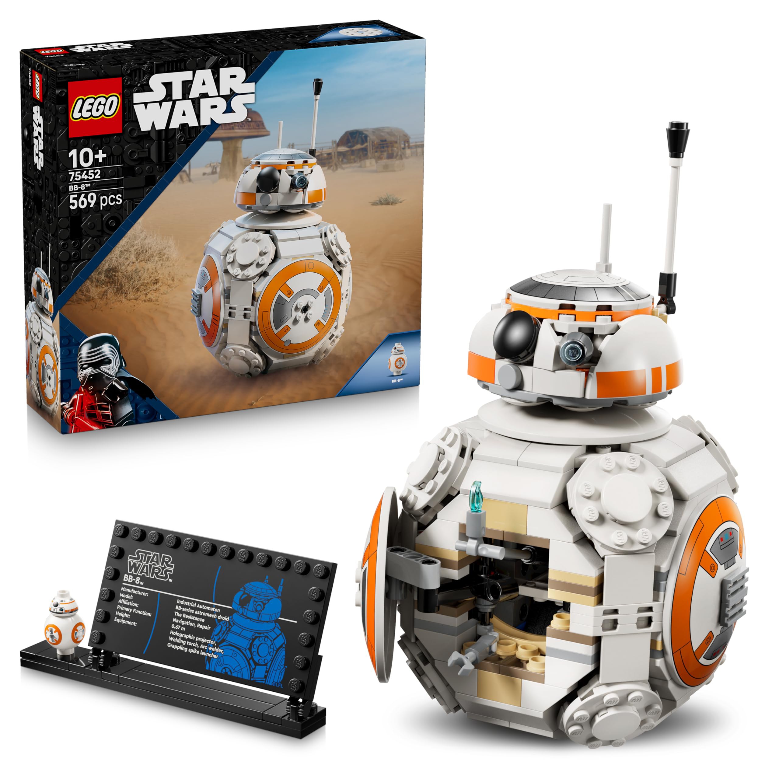 LEGO Star Wars 75452 Droide Astromecánico BB-8 - Figura de Juguete con Cabeza Giratoria y Rueda