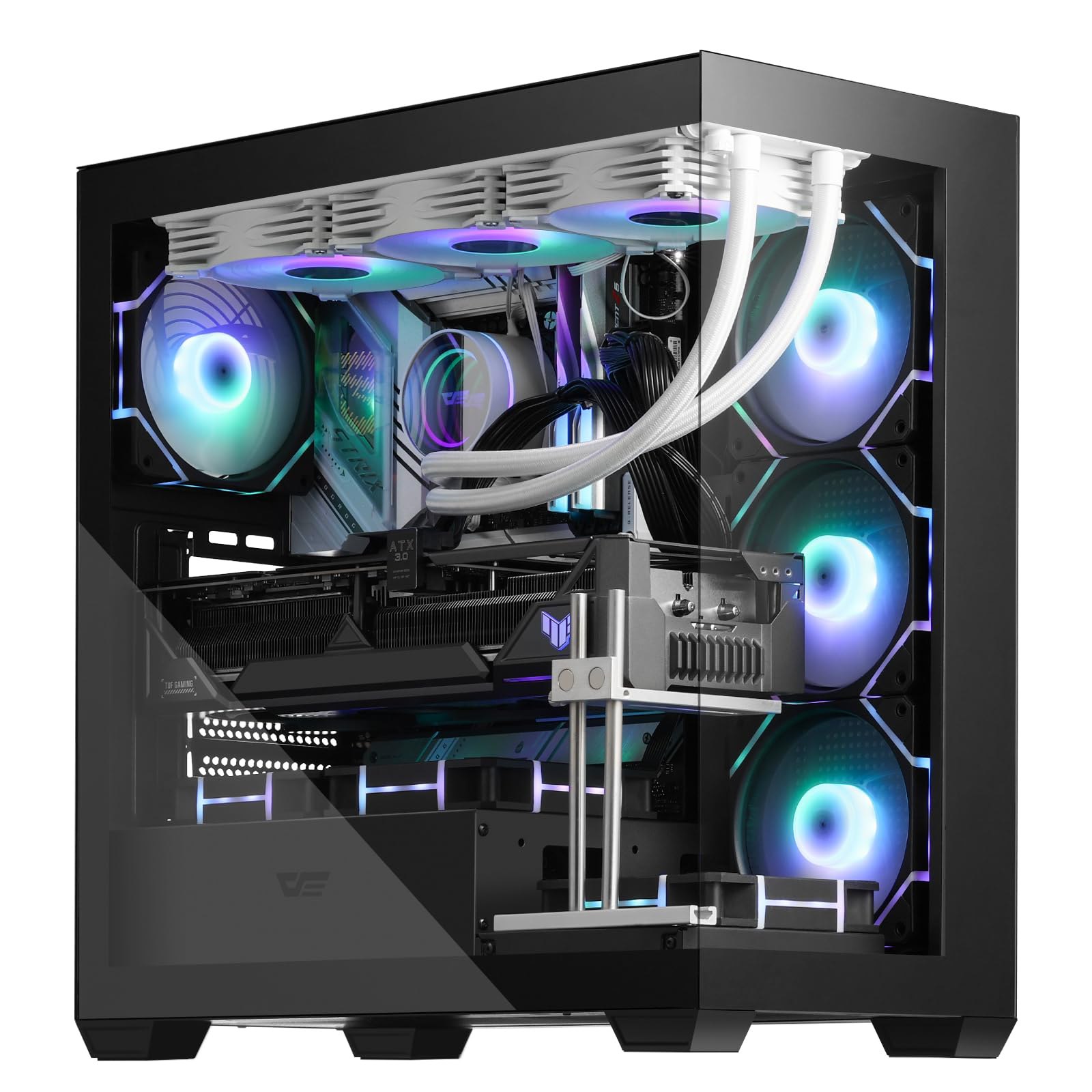 Darkflash Atx Ds900 - Carcasa Para PC De Torre Media, Preinstalada, 4 Ventiladores Pwm Argb, Carc