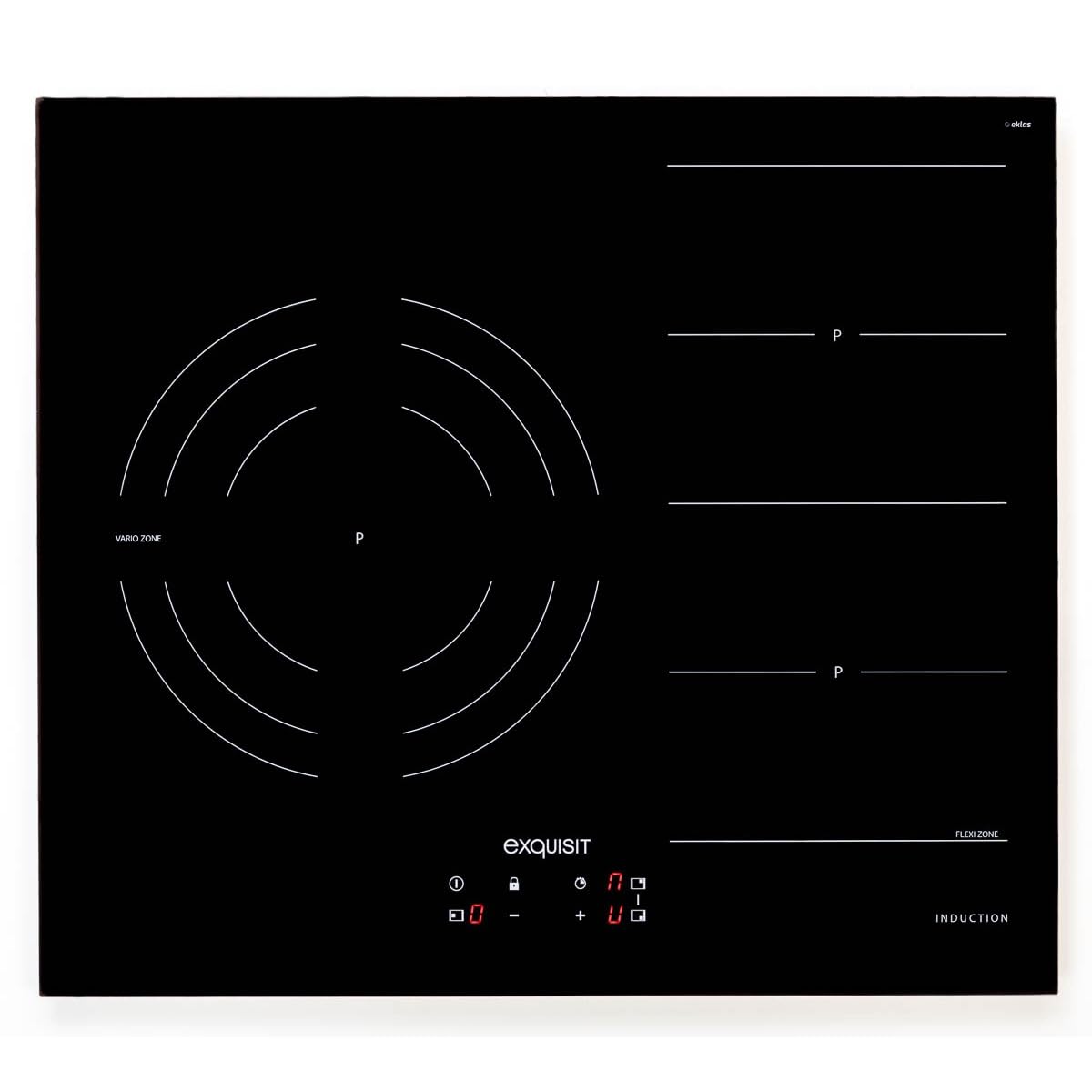 Exquisit® Placa de Inducción 3 Zonas, 7200W, con VarioZone Paellera 28cm y FlexiZone para Planc