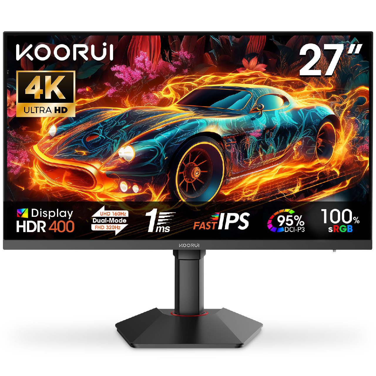 KOORUI G2741L 27" Monitor Gaming, UHD 2160P 160Hz / FHD 1080P 320Hz (Fast IPS, 1ms, Adaptive Sync