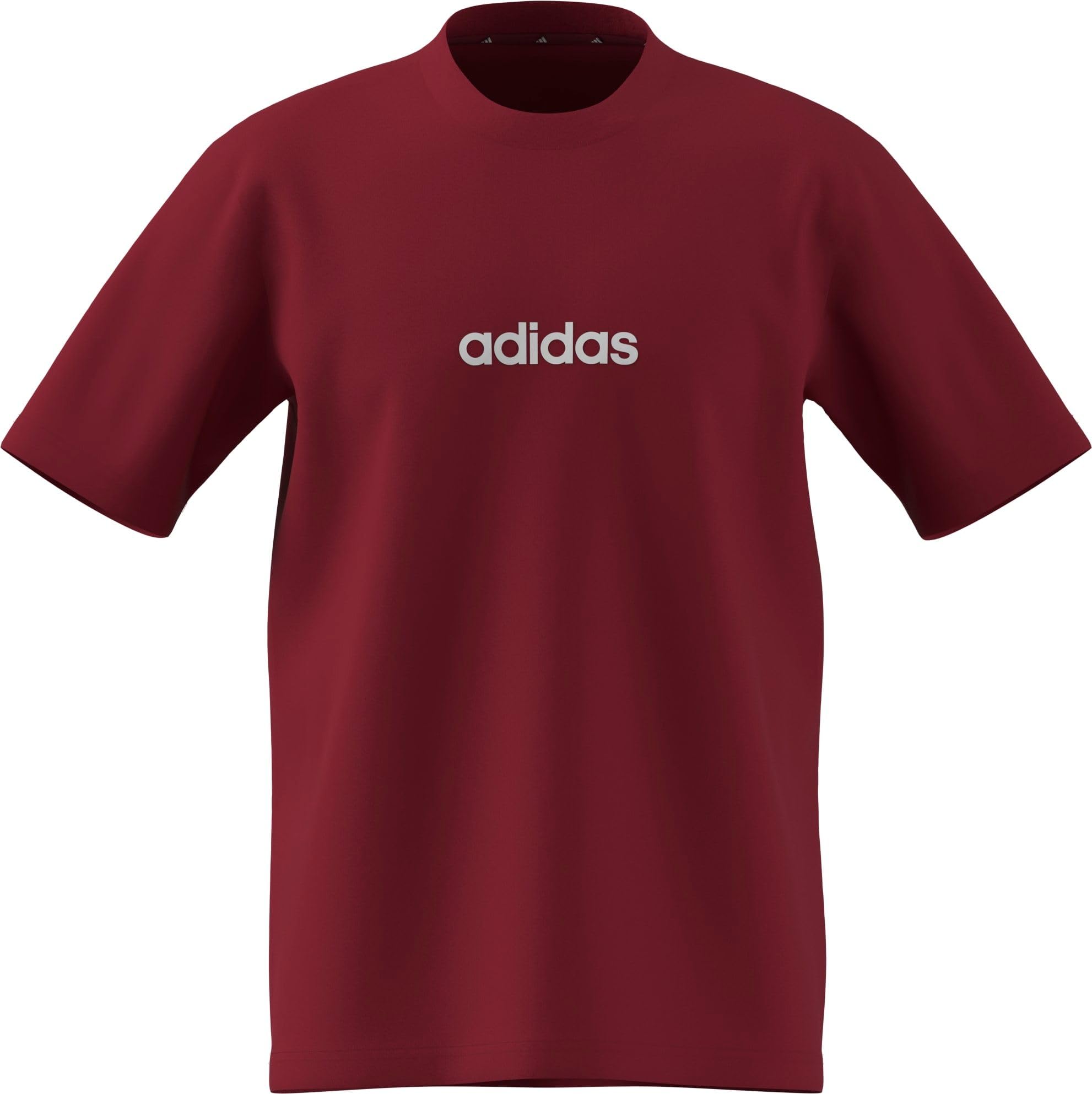adidas Uomo Essentials Linear Single Jersey tee, Active Maroon/White, L