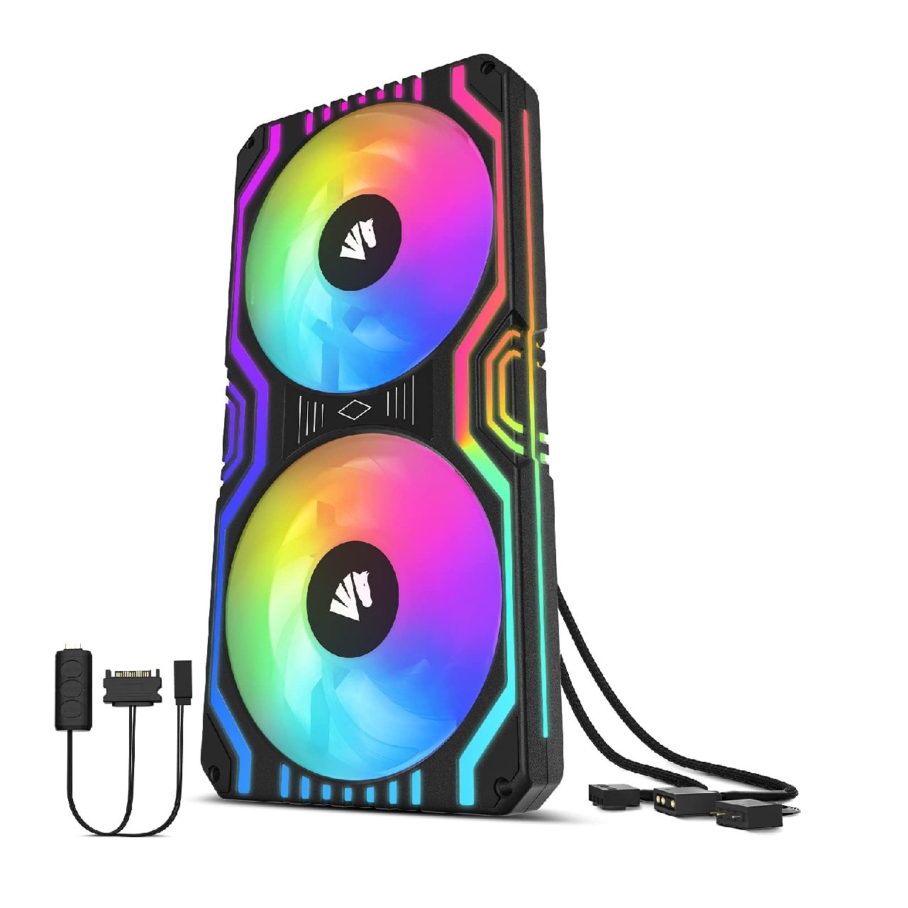 Asiahorse Matrix - 58 LED RGB Direccionables, Ventilador Todo En Uno De 360 ??Mm Con Marco Cuadra
