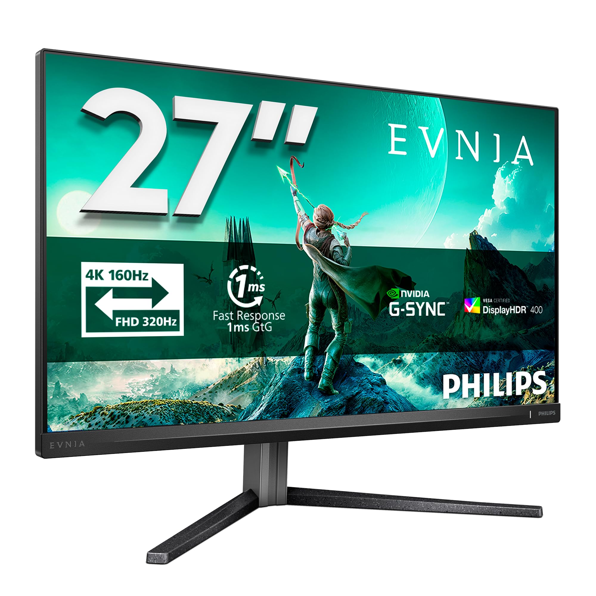 Philips Evnia 27M2N3800A - Monitor para Juegos Ultra HD de 27 Pulgadas, 160 Hz, 0,5 ms MPRT, HDR4
