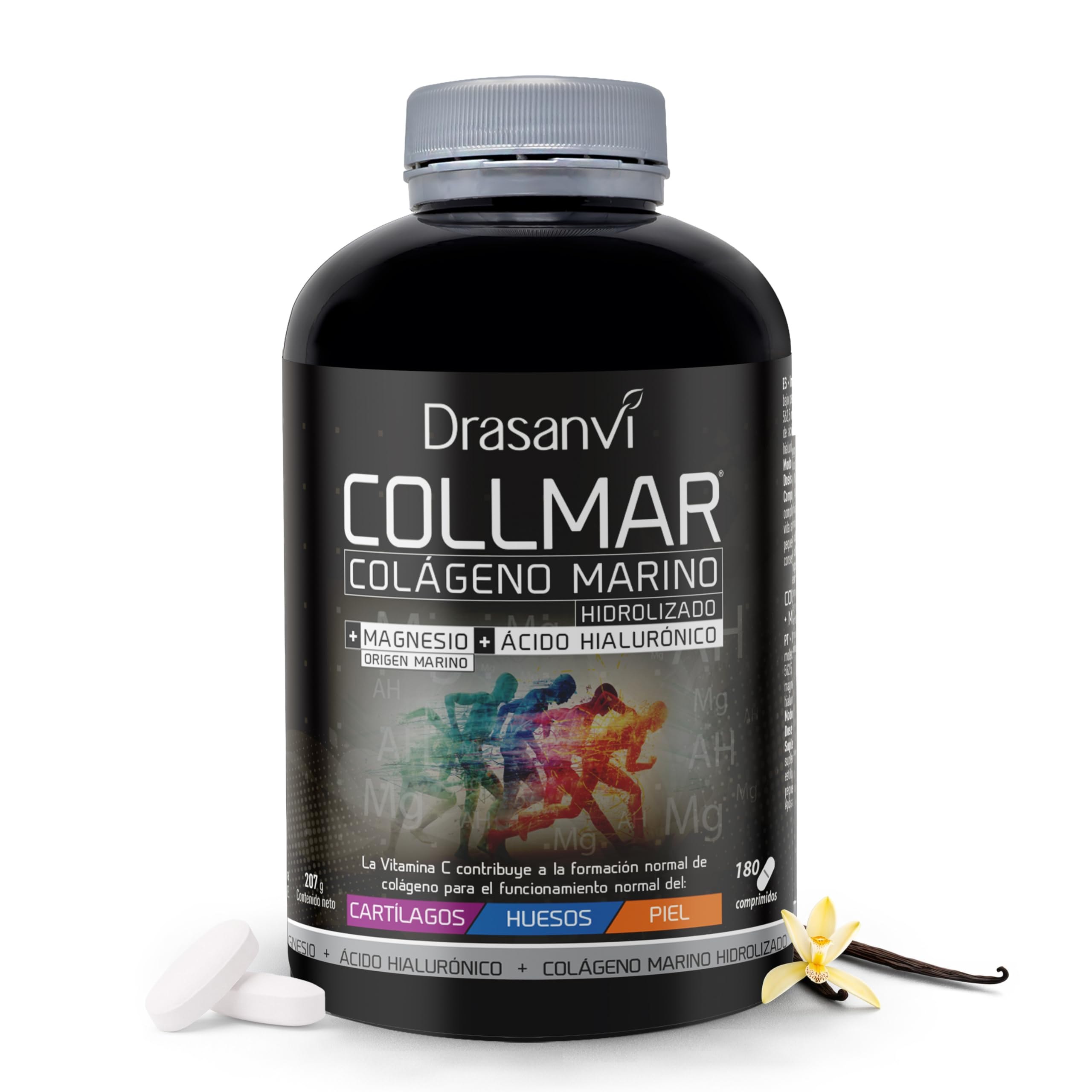 Drasanvi COLLMAR Colágeno Marino Hidrolizado con Ácido Hialurónico, Magnesio, Vitamina C natur