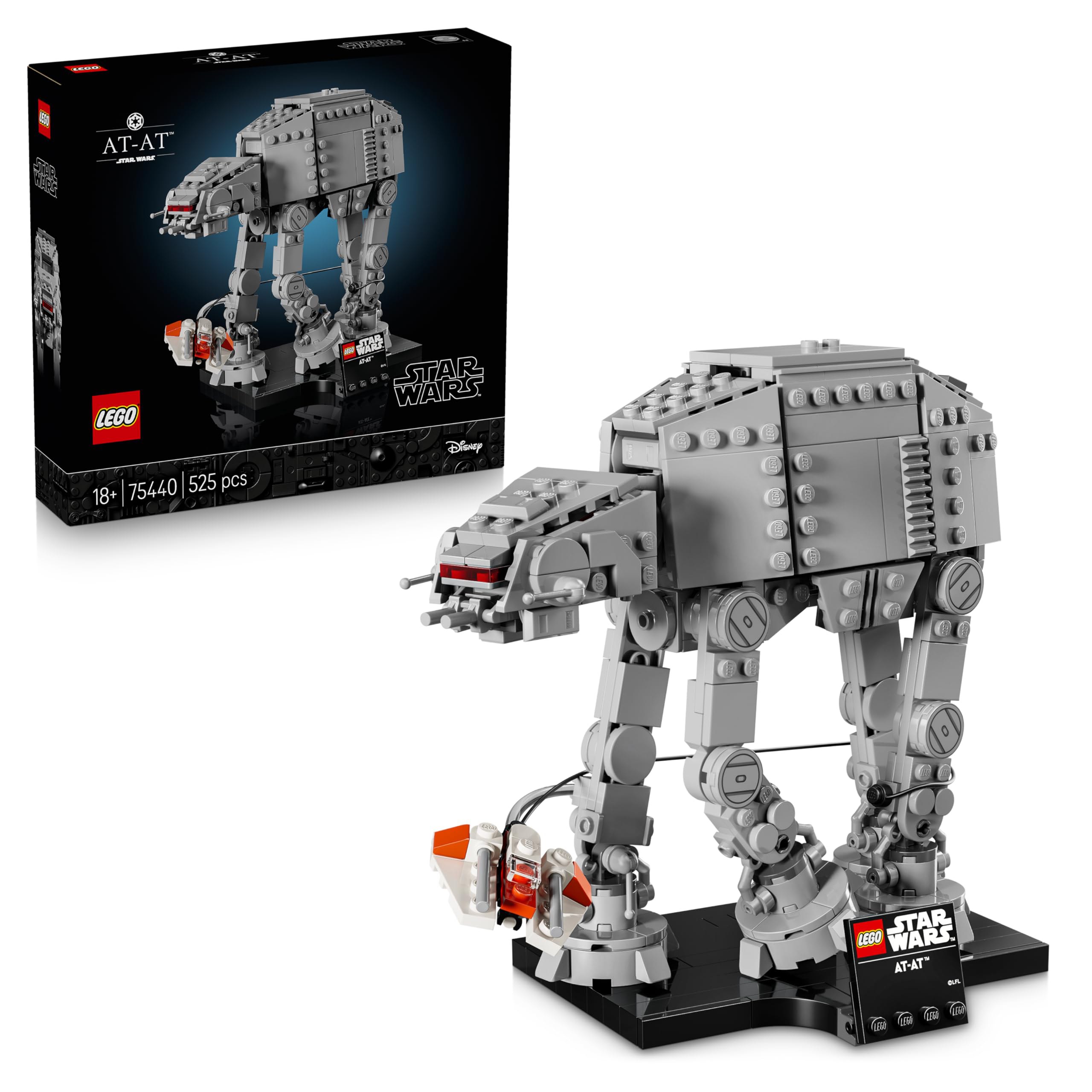 LEGO Star Wars 75440 AT-AT - Maqueta para Adultos con Speeder de Nieve Base de Exposición y Plac