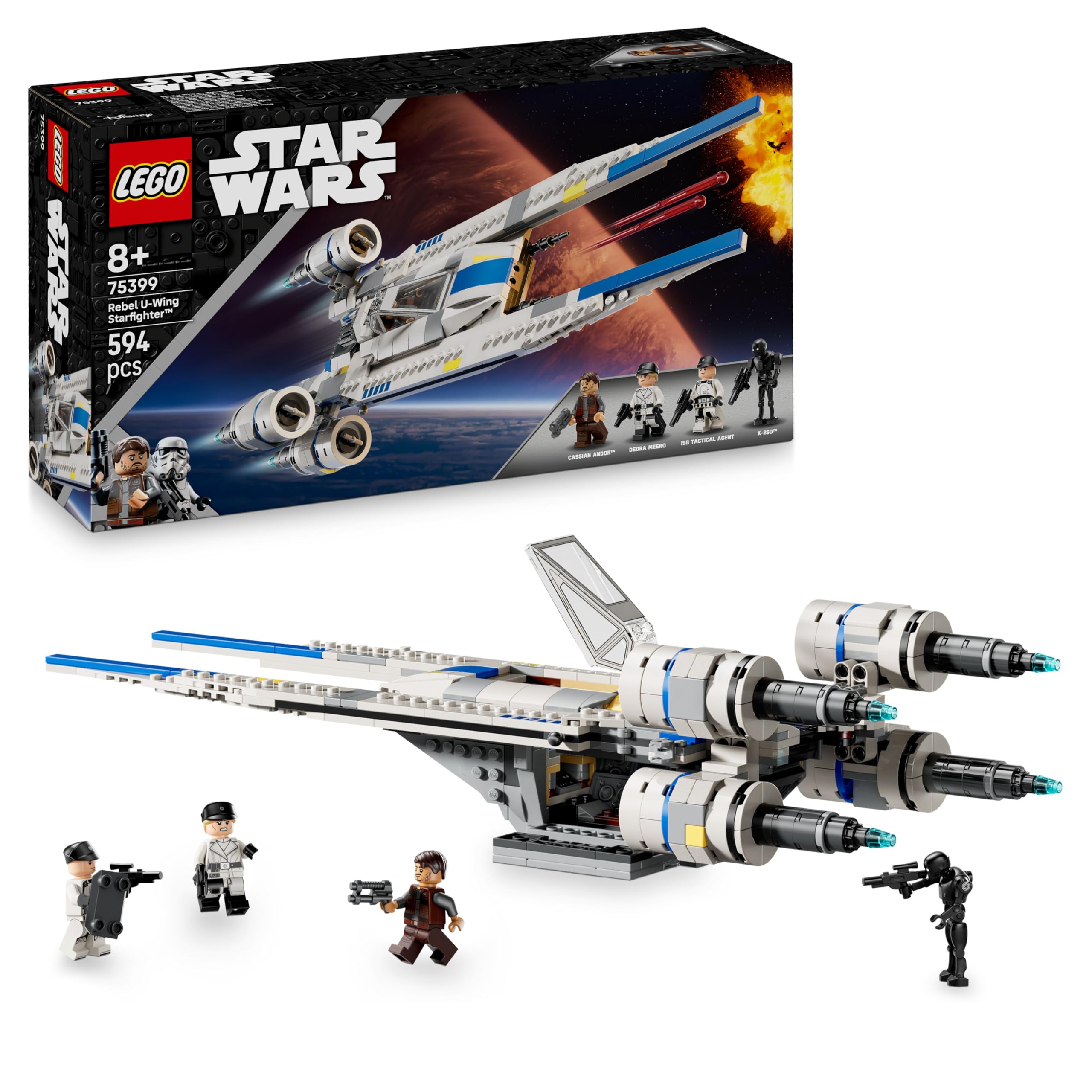 LEGO Star Wars 75399 Caza Estelar Rebelde ala-U - Maqueta de Nave de Juguete con ala Móvil, 3 Mi