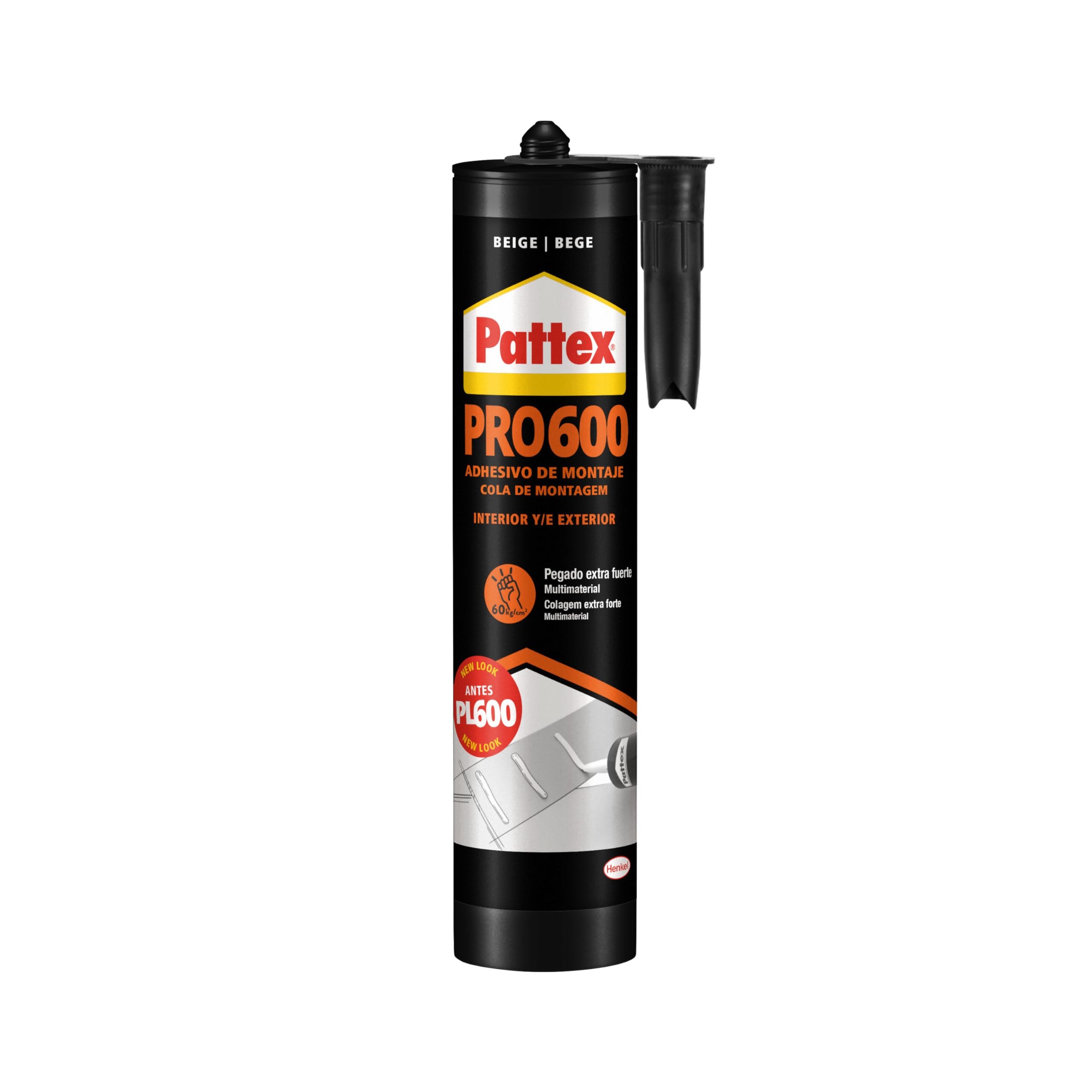 Pattex PRO600 Adhesivo de montaje a base de disolvente, pegamento fuerte de agarre inmediato, peg