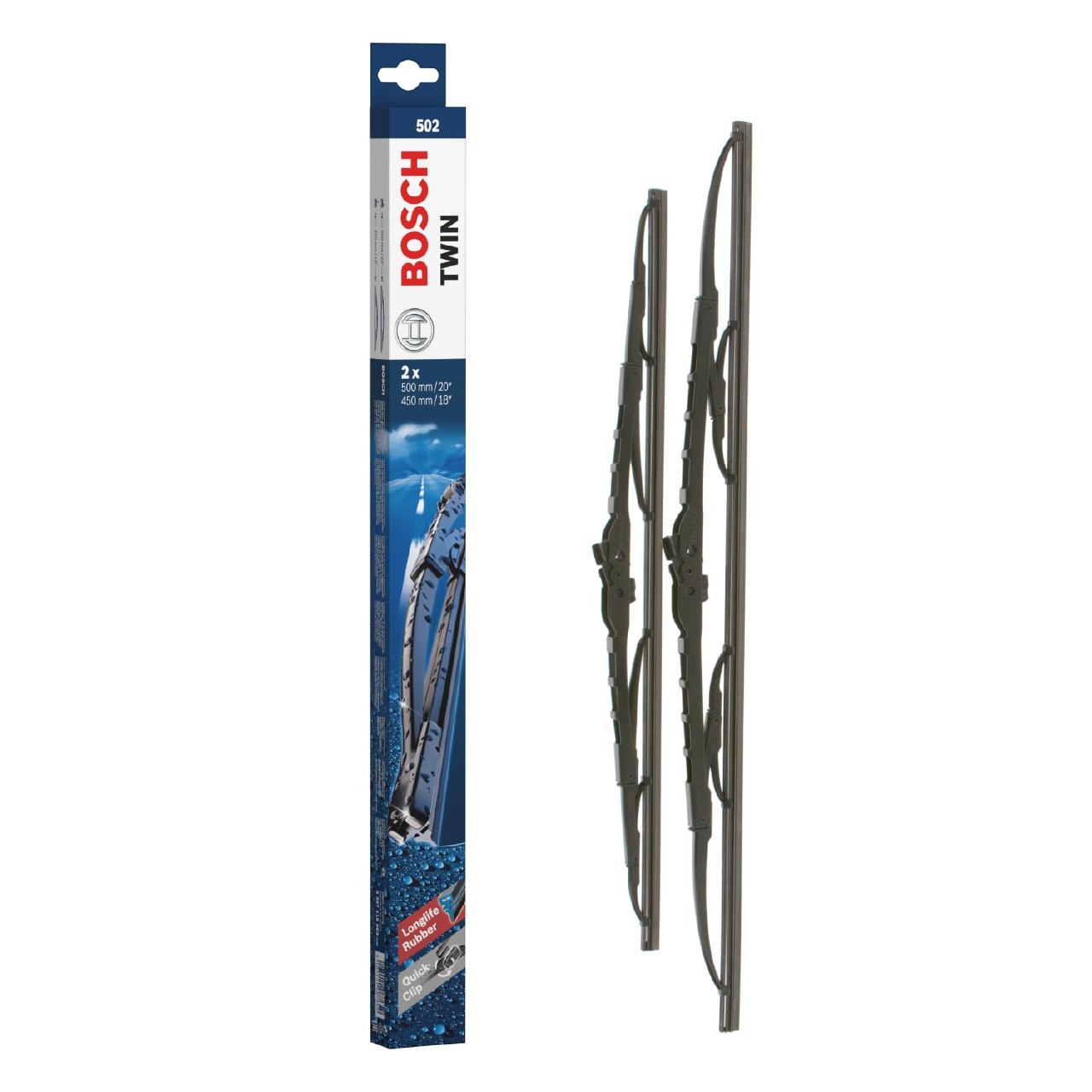 Bosch Twin 502 Limpiaparabrisas Frontal - Set de Escobillas de Recambio para una mayor seguridad