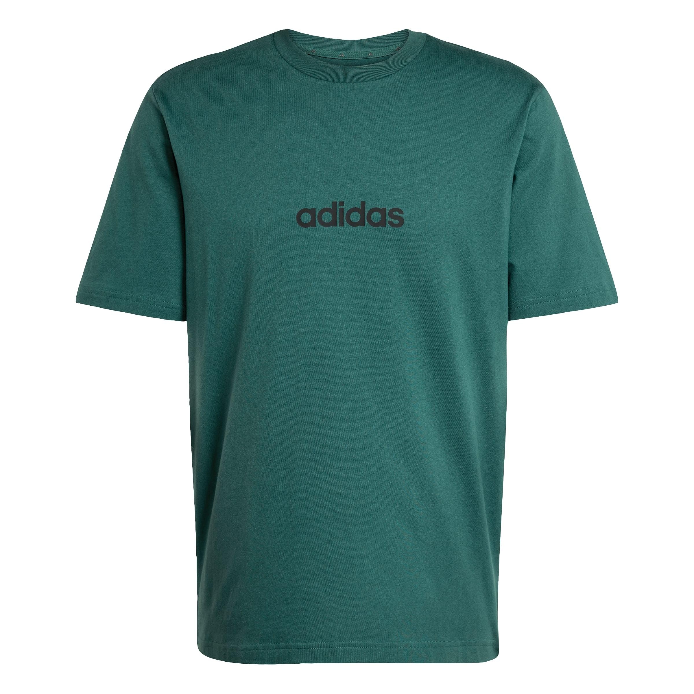 adidas Hombre Essentials Linear Single Jersey Shirt, Collegiate Green/Black, M